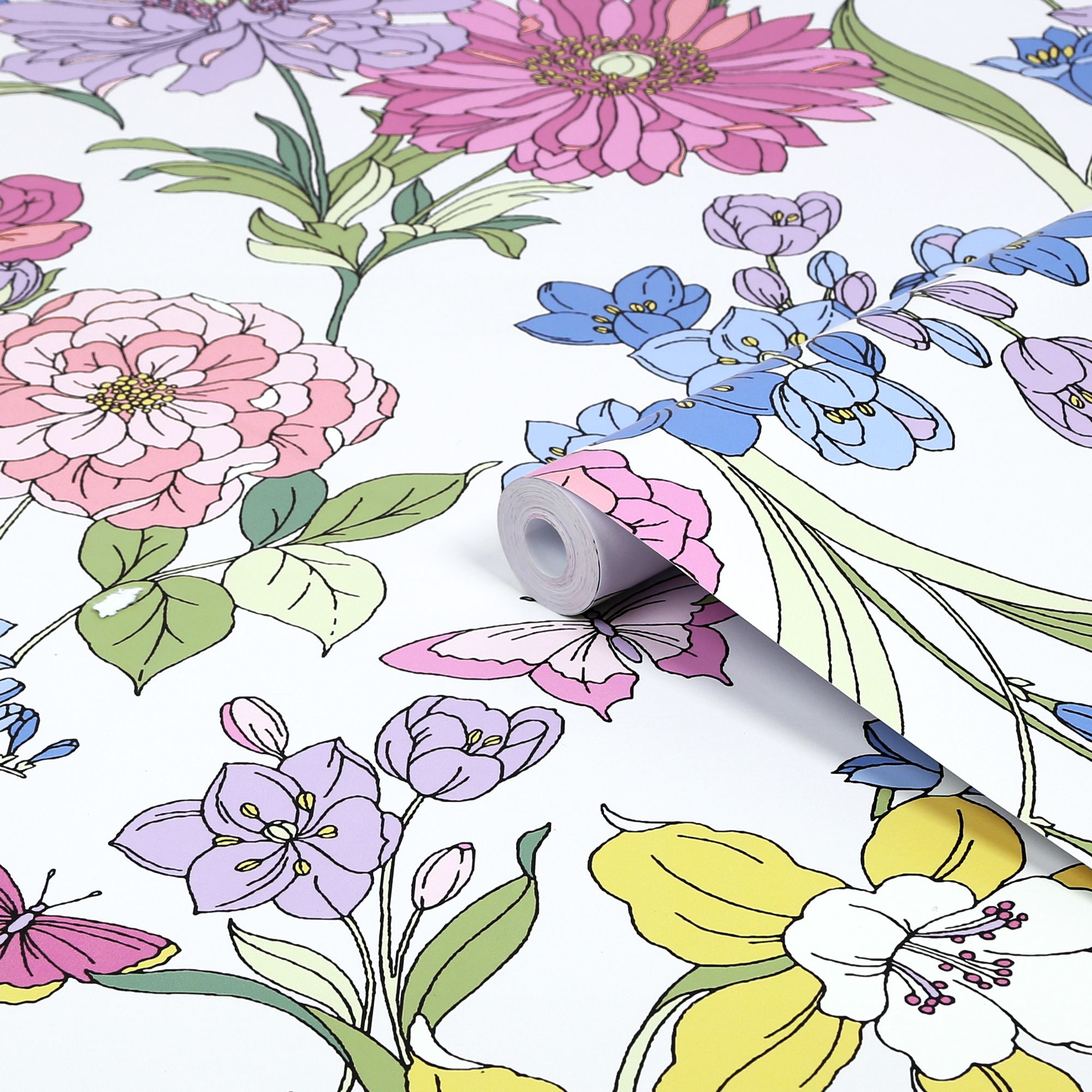 Laura Ashley Gilly Multicolour Floral Smooth Wallpaper