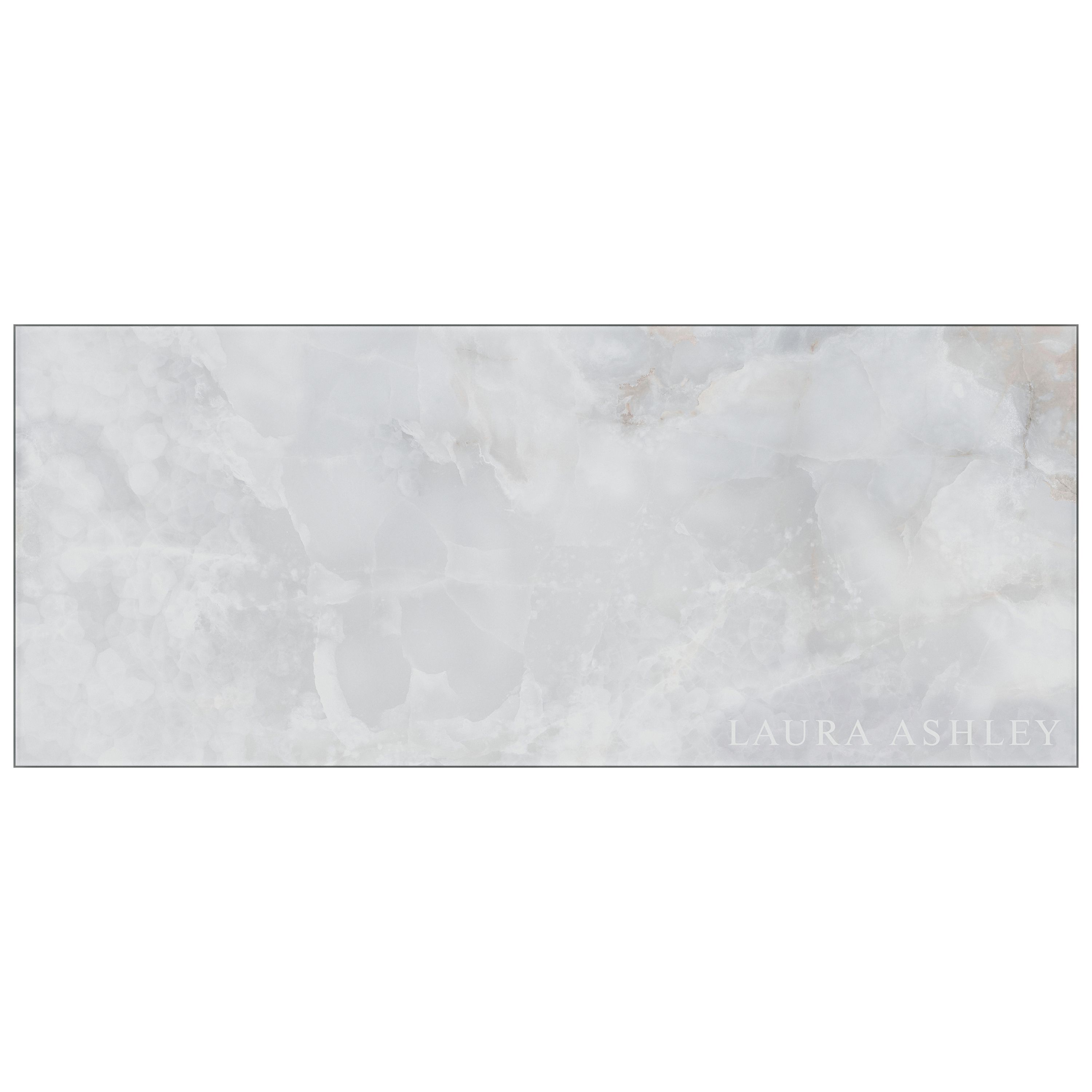 Laura Ashley Glass Self-adhesive Bathroom Splashback (H)25cm (W)60cm - Gloss Dove grey Onyx Marble effect