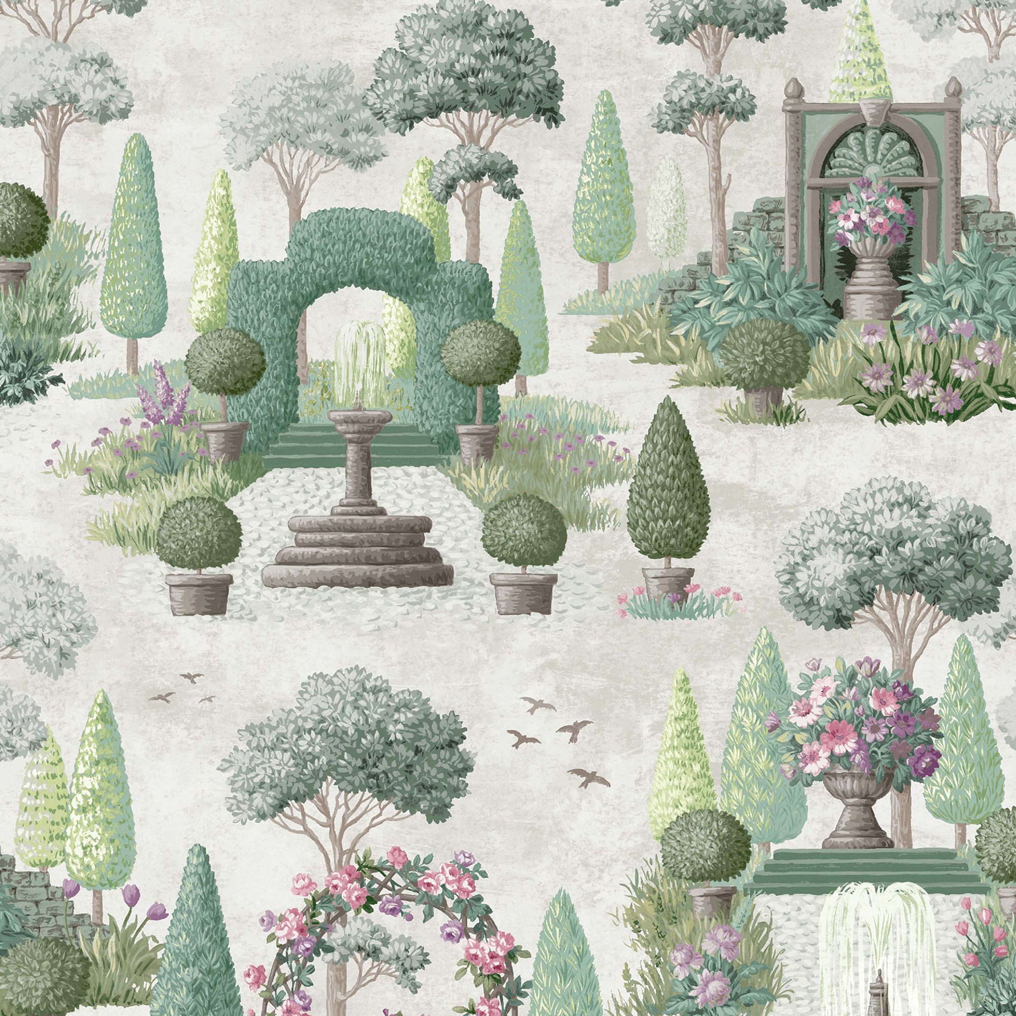 Laura Ashley Green Naunton Folly Smooth Wallpaper