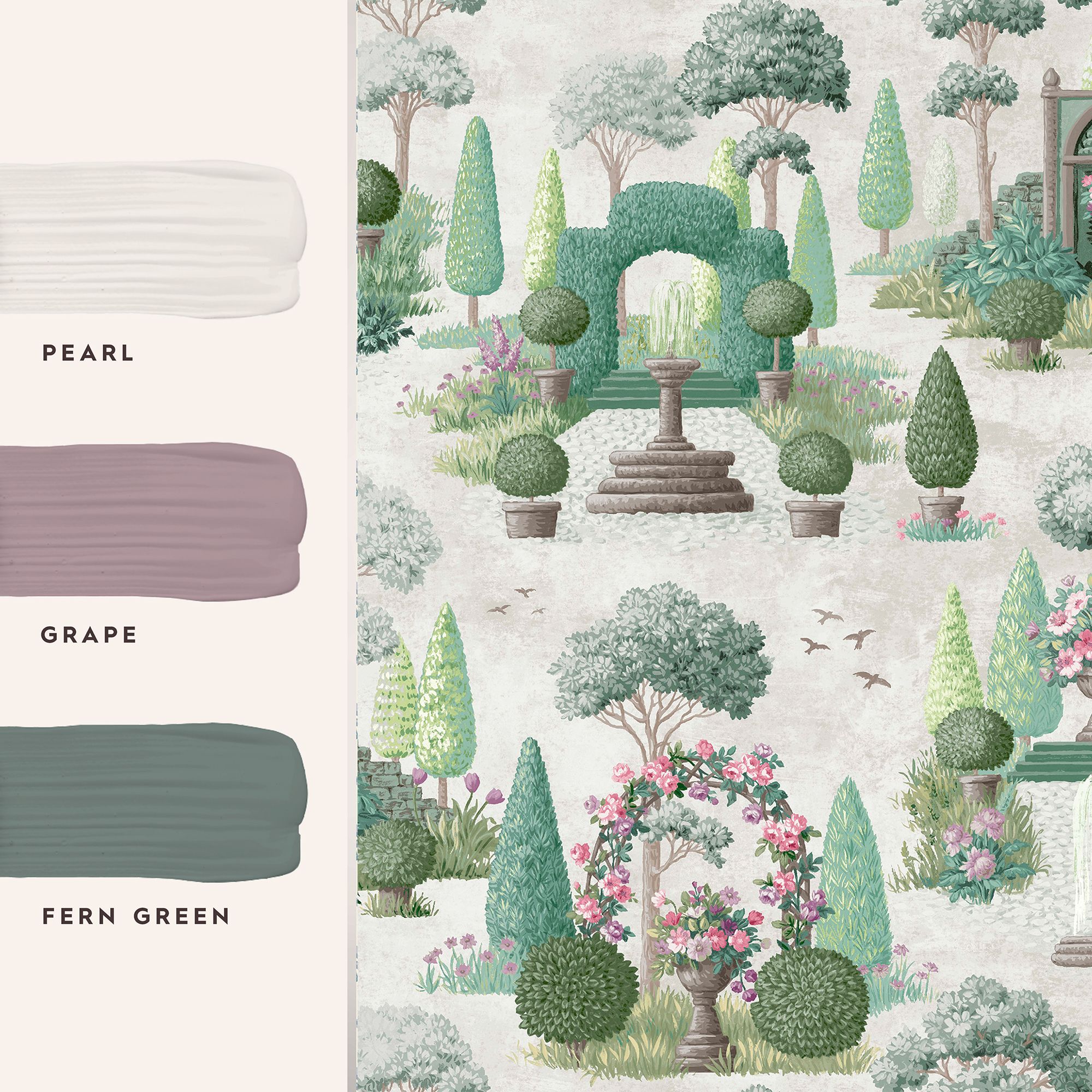 Laura Ashley Green Naunton Folly Smooth Wallpaper