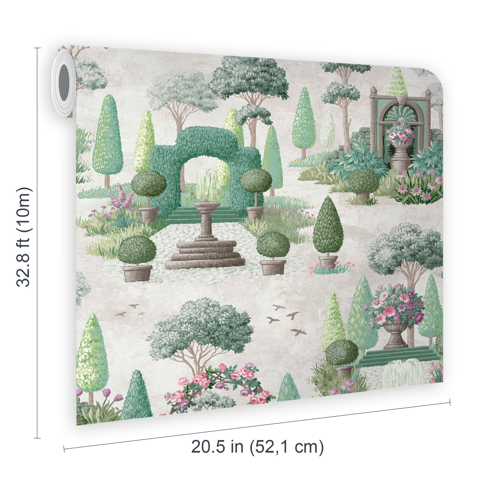 Laura Ashley Green Naunton Folly Smooth Wallpaper
