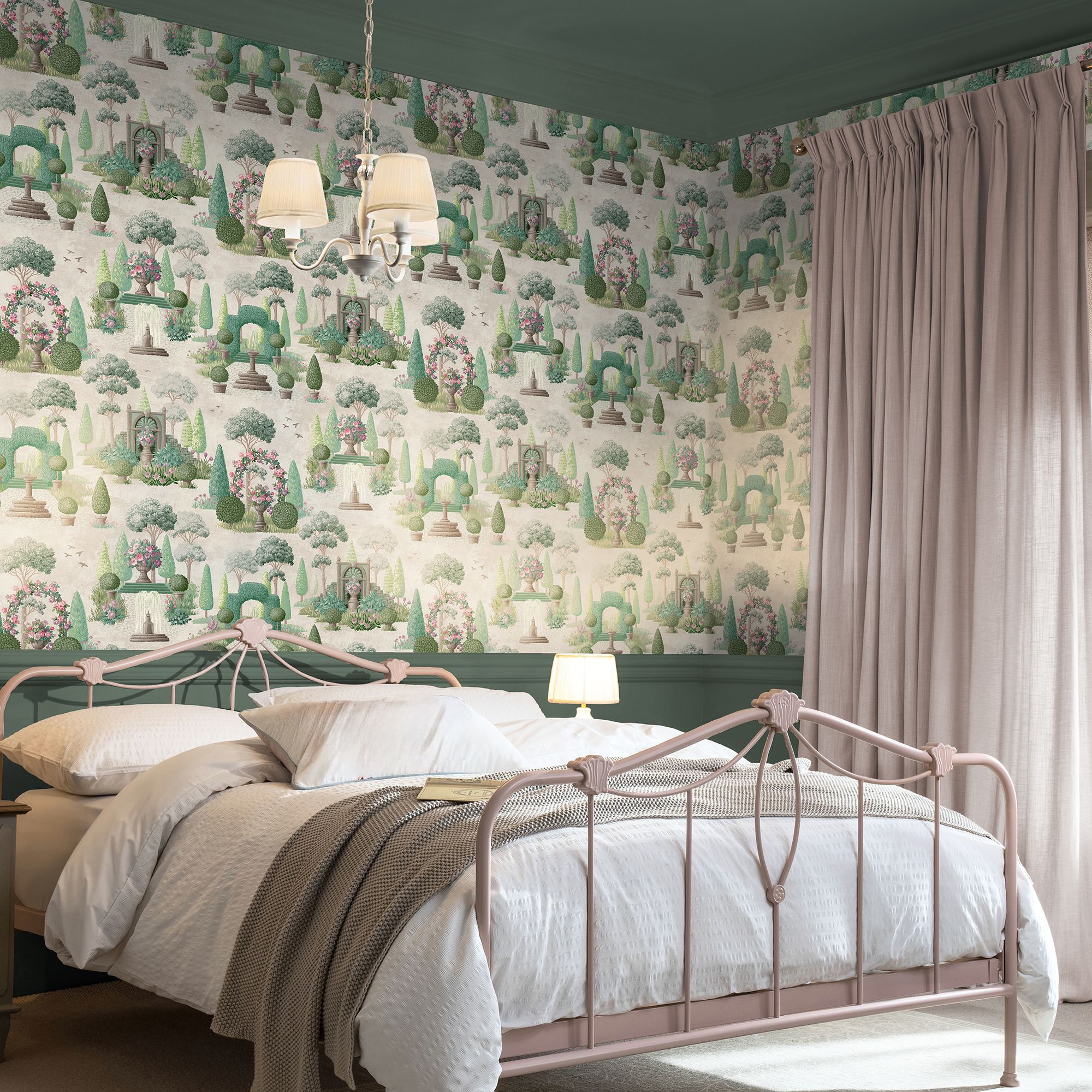 Laura Ashley Green Naunton Folly Smooth Wallpaper