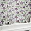 Laura Ashley Hepworth Grape Floral Smooth Wallpaper