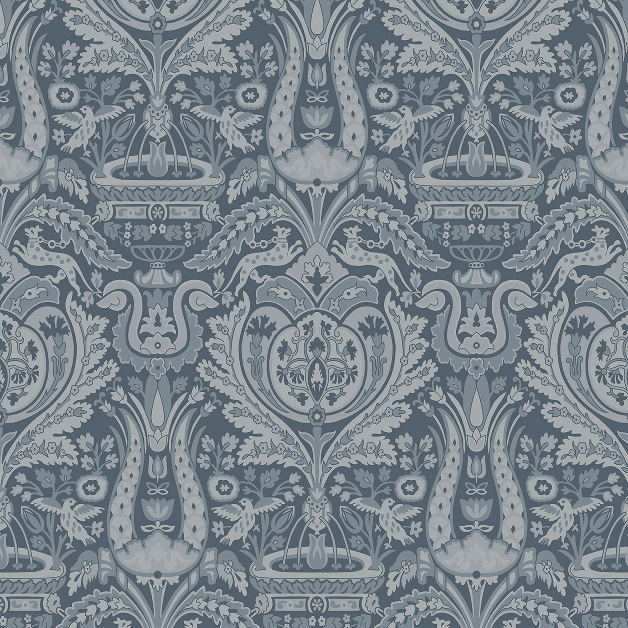 Laura Ashley Heraldic Dusky seaspray Damask Smooth Wallpaper Sample