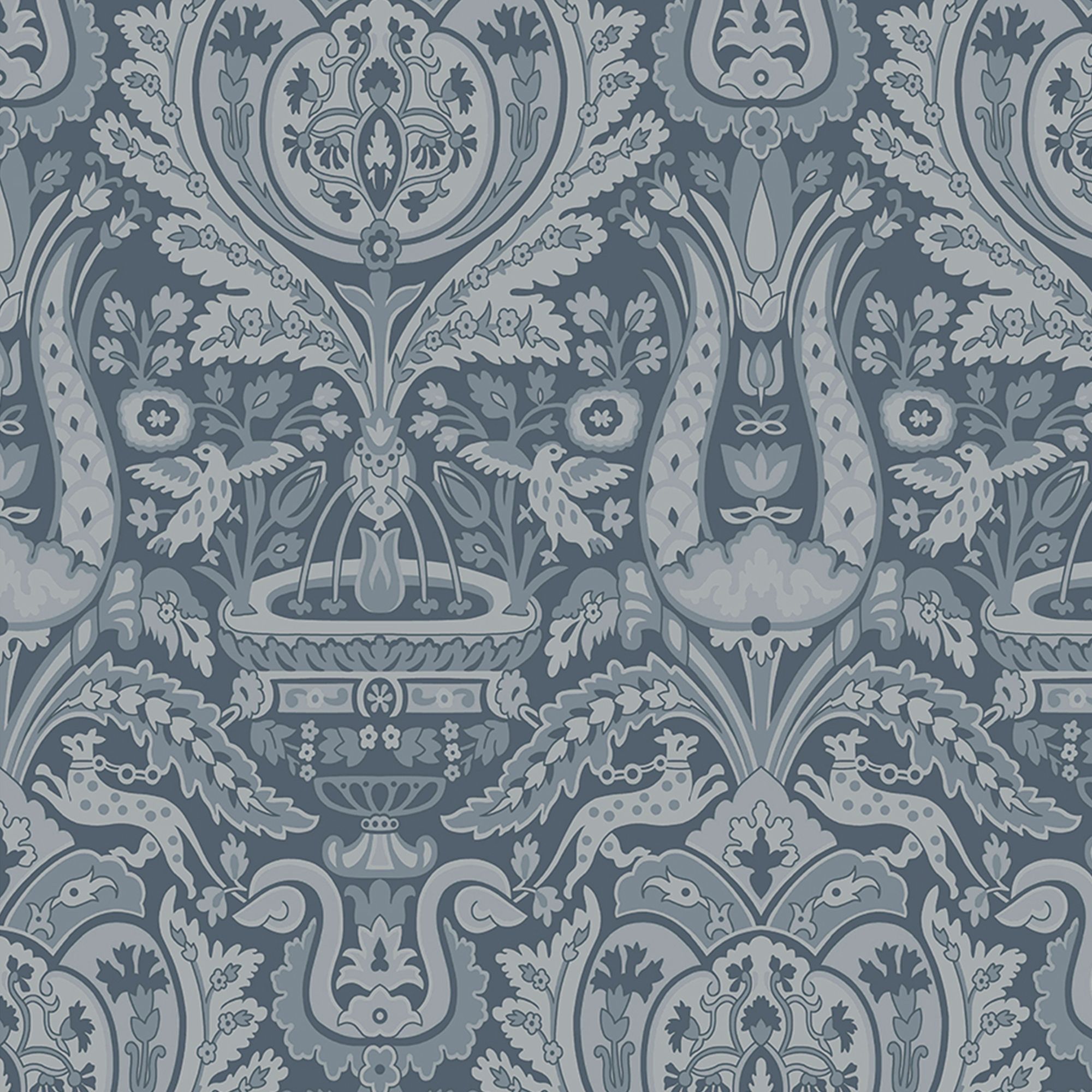 Laura Ashley Heraldic Dusky seaspray Damask Smooth Wallpaper Sample