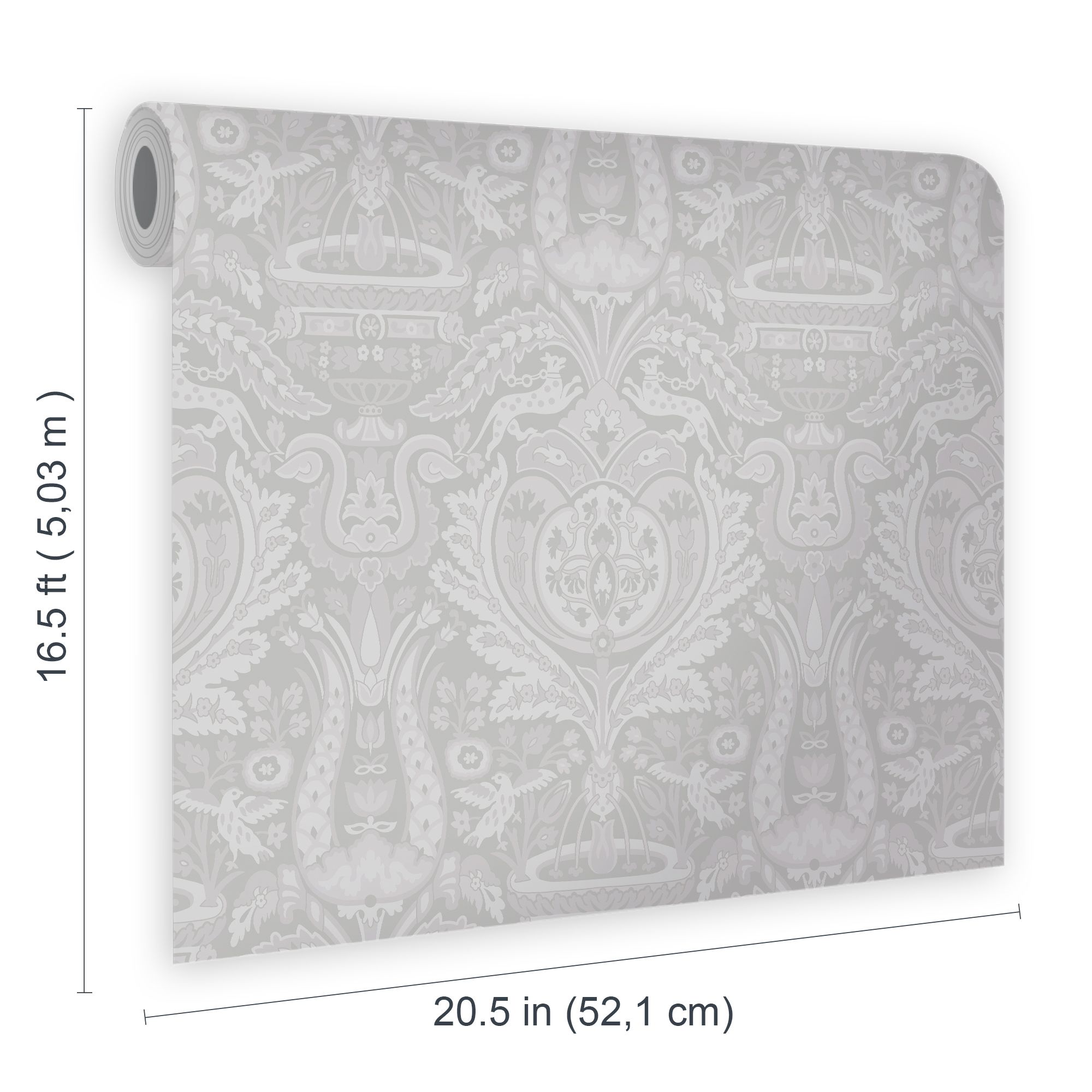 Laura Ashley Heraldic Slate grey Damask Smooth Wallpaper