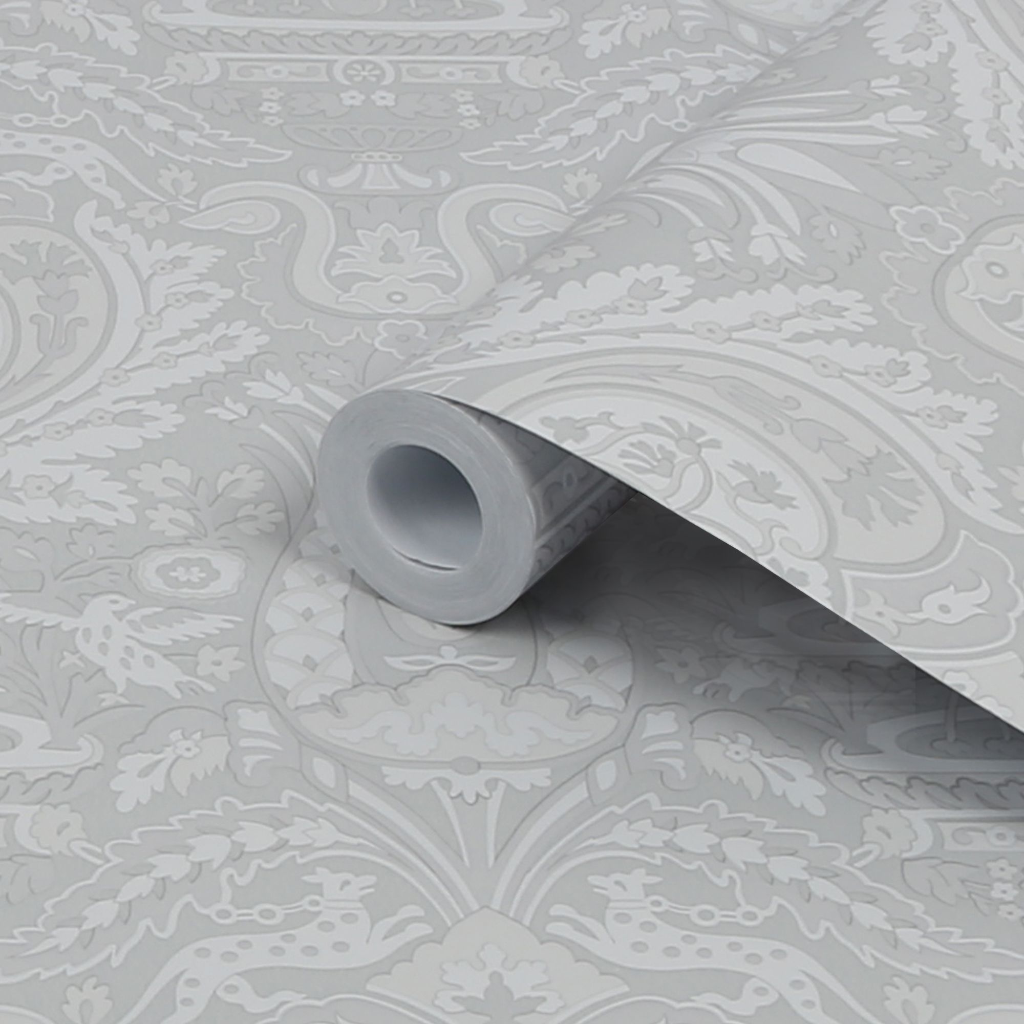 Laura Ashley Heraldic Slate grey Damask Smooth Wallpaper