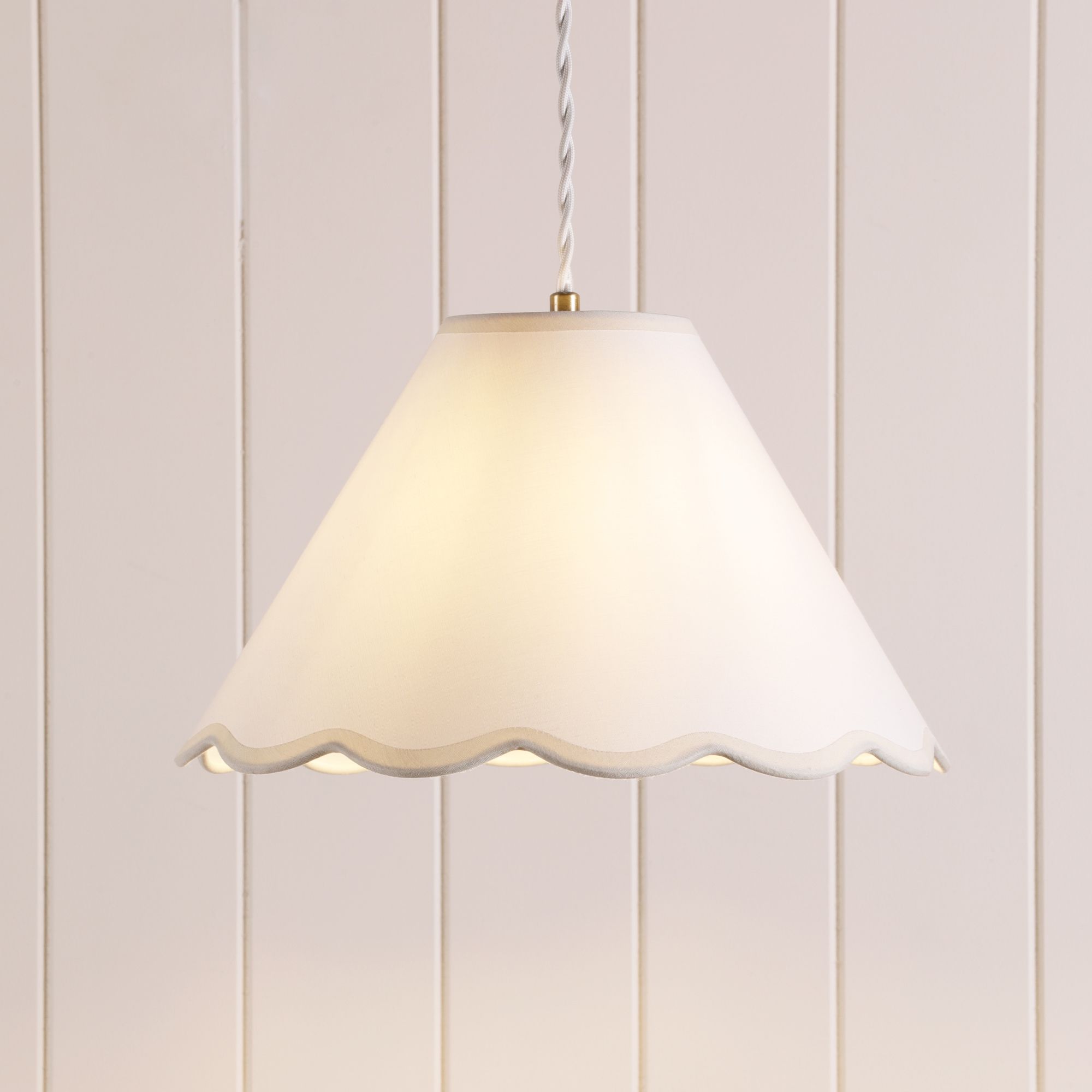 Laura Ashley Ivory & Cream Scalloped edge Conical Lamp shade (D)30cm