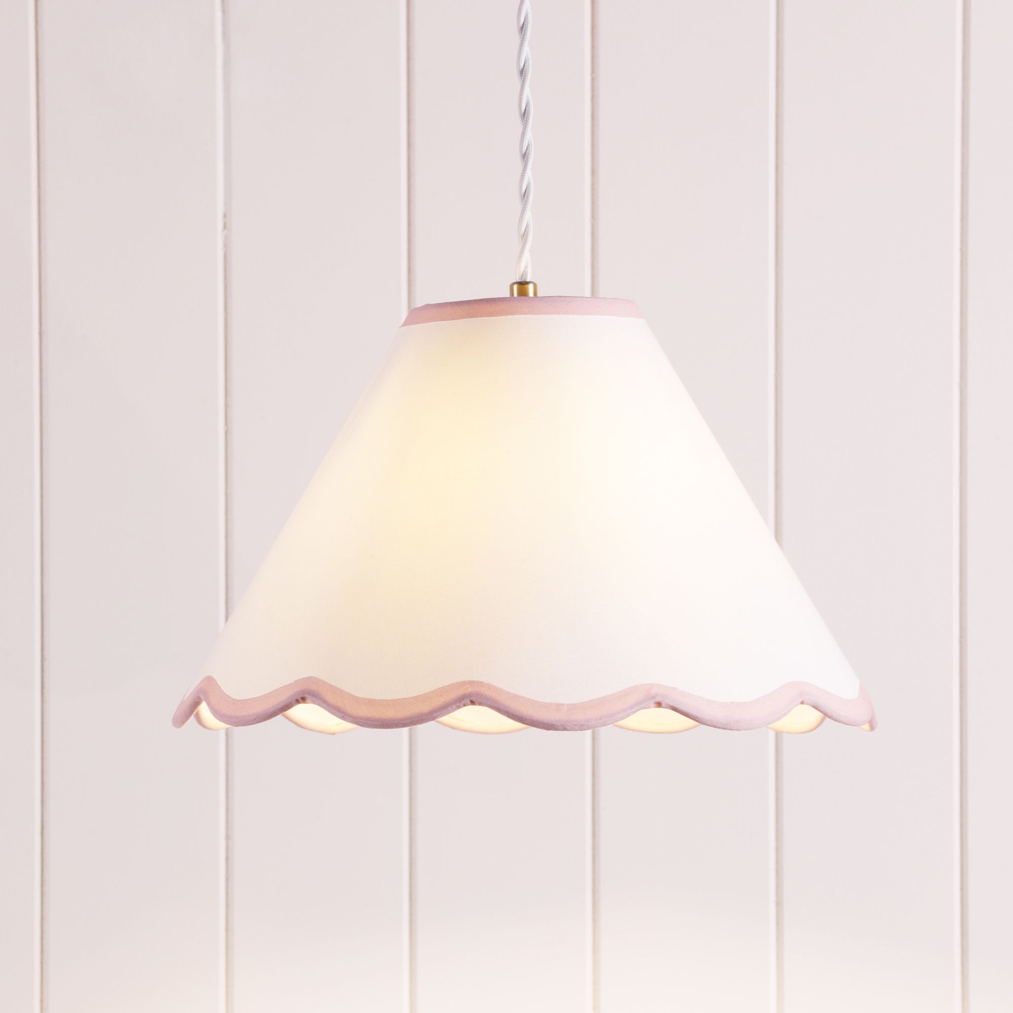 Laura Ashley Ivory & Pink Scalloped edge Conical Lamp shade (D)30cm