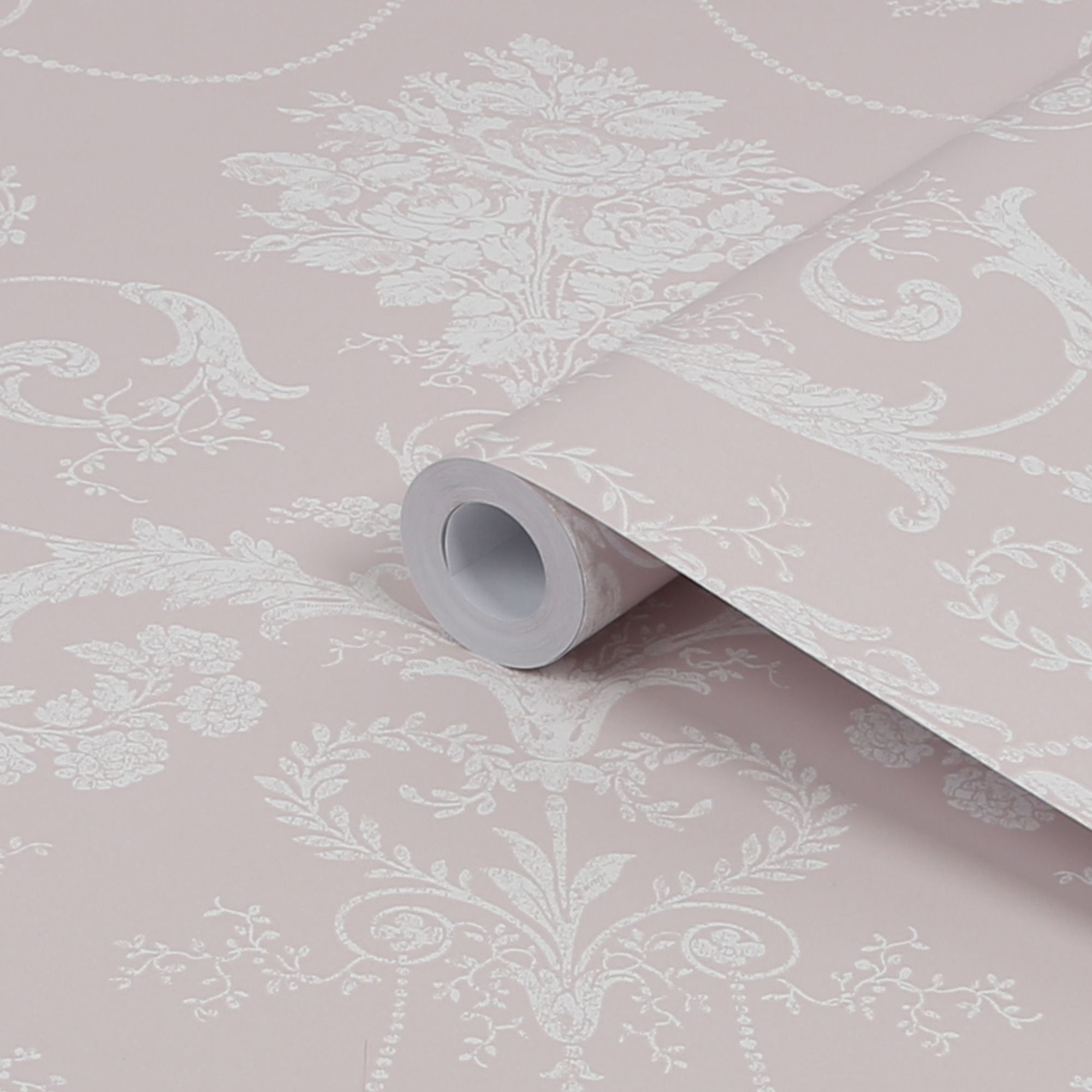 Laura Ashley Josette Amethyst Damask Smooth Wallpaper Sample | DIY at B&Q