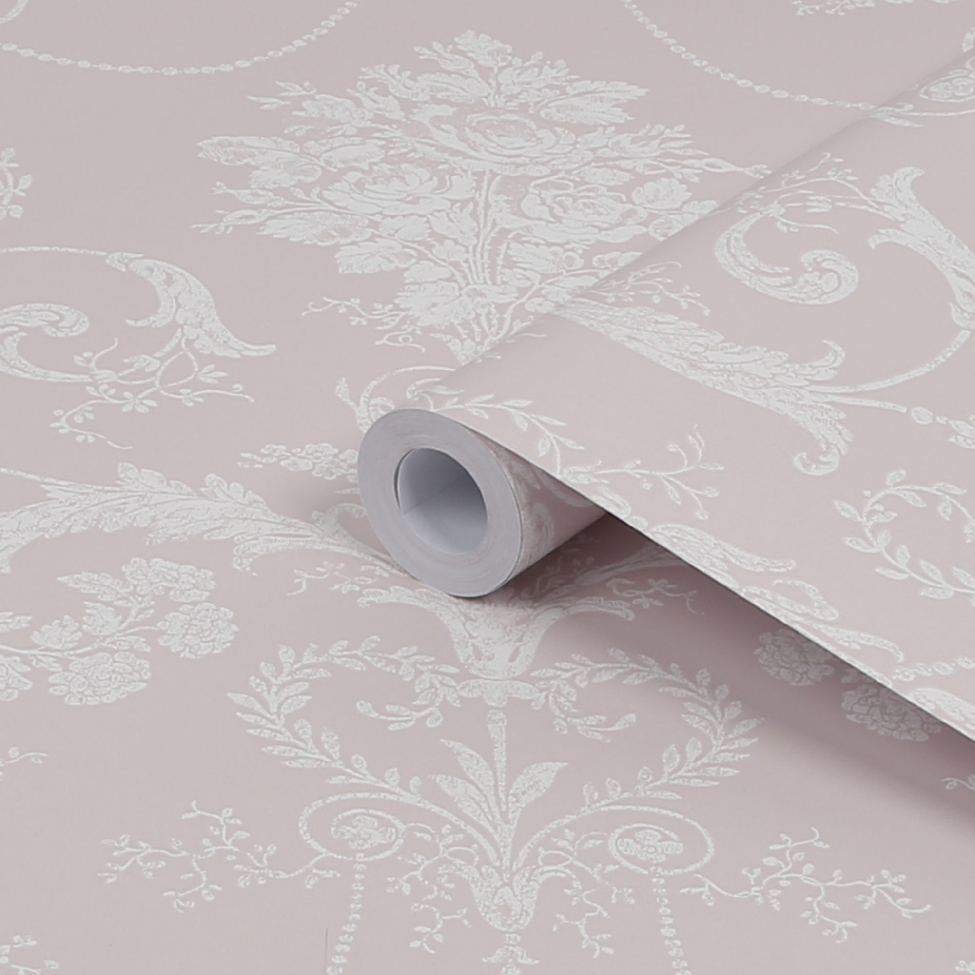 Laura Ashley Josette Amethyst Damask Smooth Wallpaper DIY at B&Q