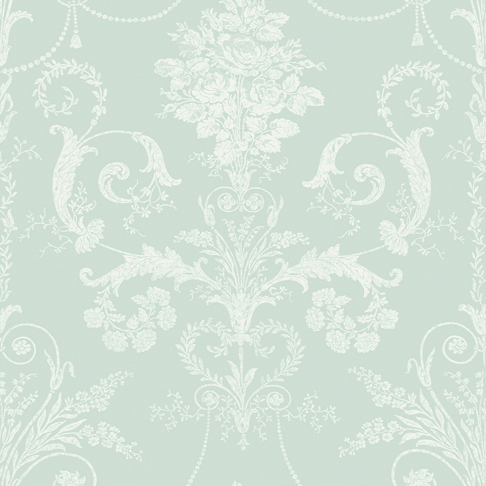 Laura Ashley Josette Duck egg Damask Smooth Wallpaper DIY at B&Q
