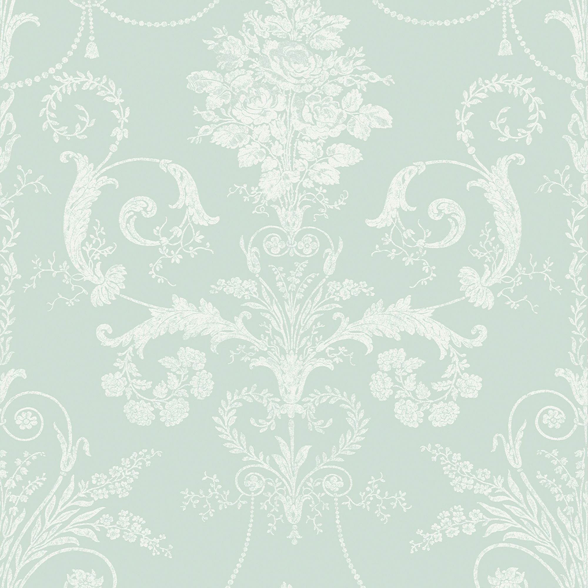 Laura Ashley Josette Duck egg Damask Smooth Wallpaper