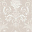 Laura Ashley Josette White & dove grey Damask Smooth Wallpaper Sample