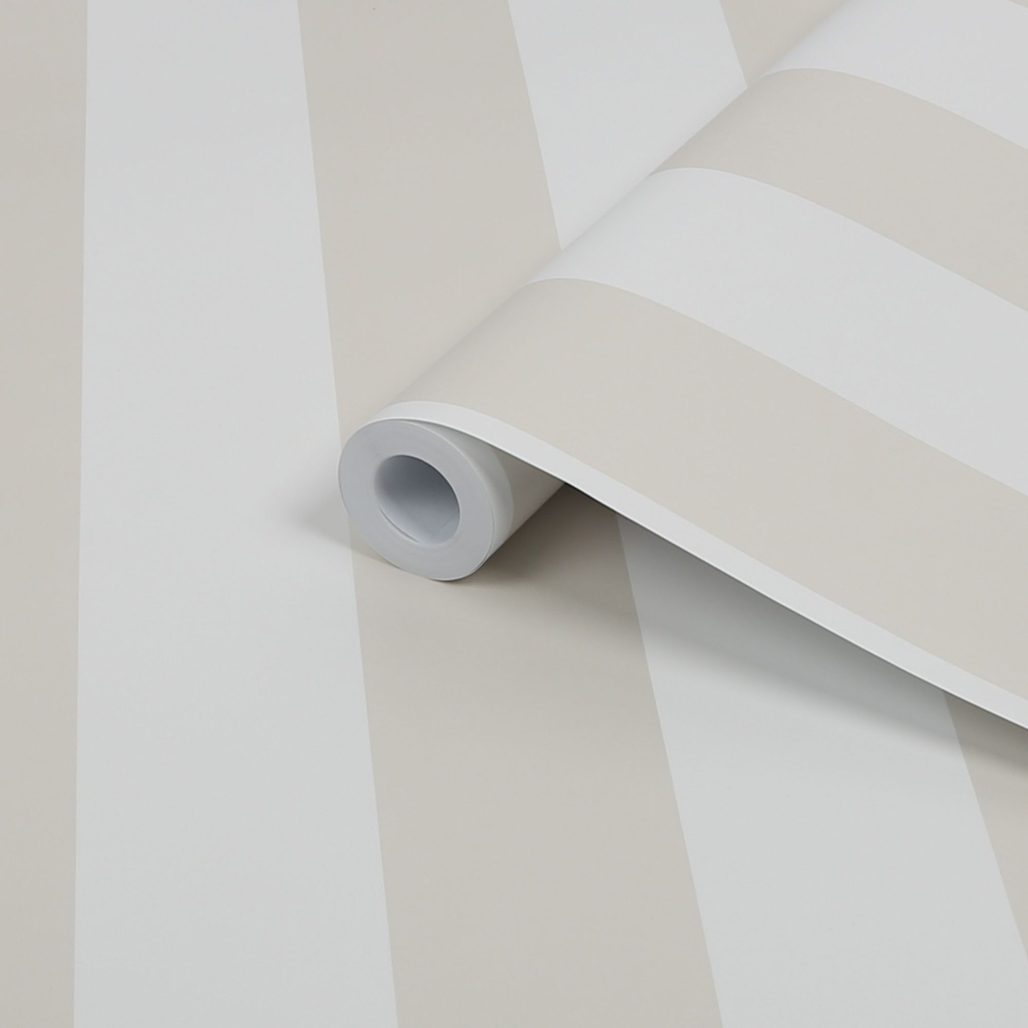 Laura Ashley Lille Beige & white Stripe Smooth Wallpaper Sample