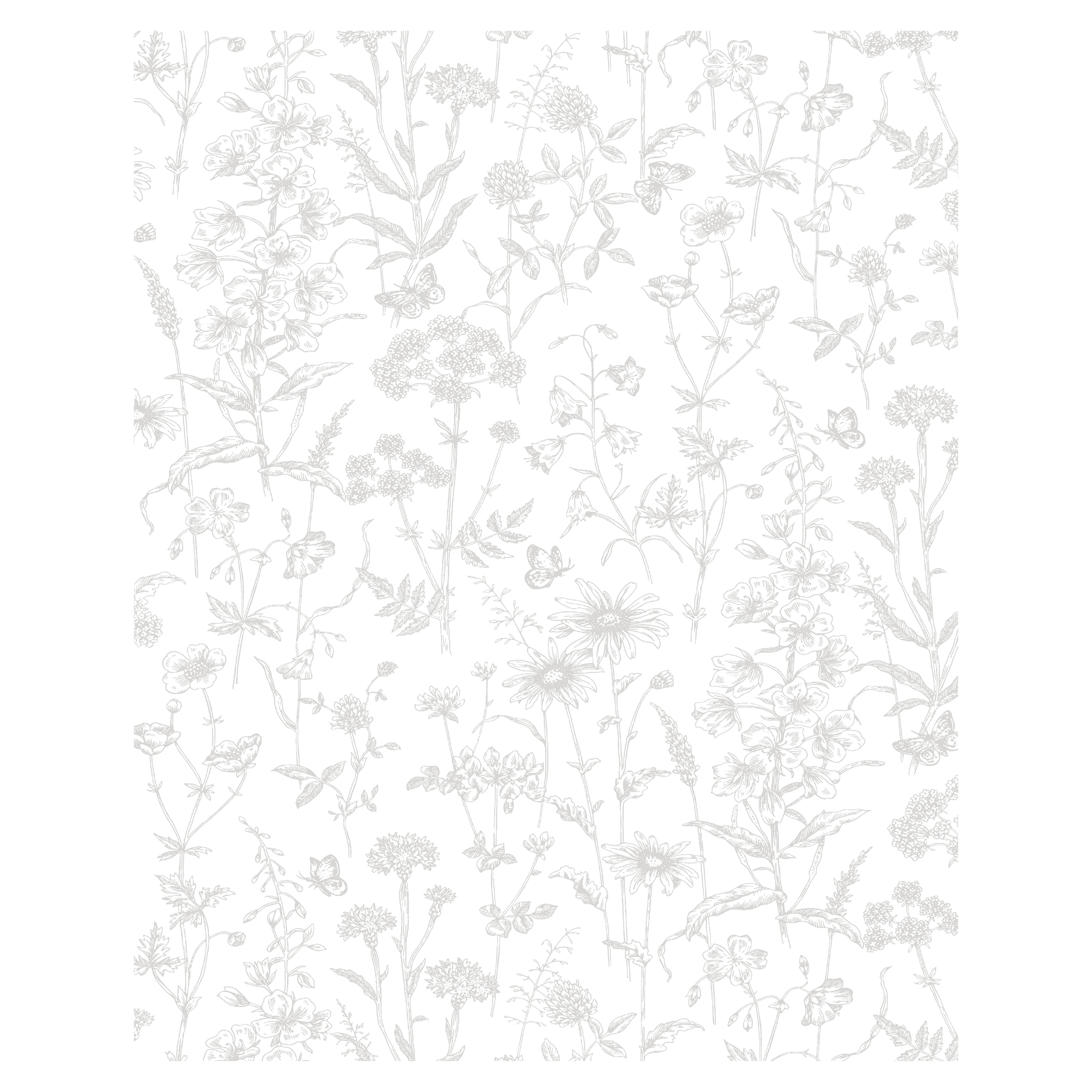 Laura Ashley Lisette White Silhouette Floral Glass Splashback, (H)750mm (W)600mm (T)6mm