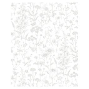 Laura Ashley Lisette White Silhouette Floral Glass Splashback, (H)750mm (W)600mm (T)6mm