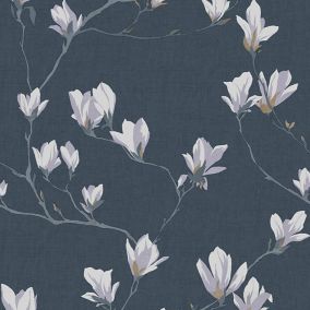 Laura Ashley Magnolia grove Dusky seaspray Floral Smooth Wallpaper
