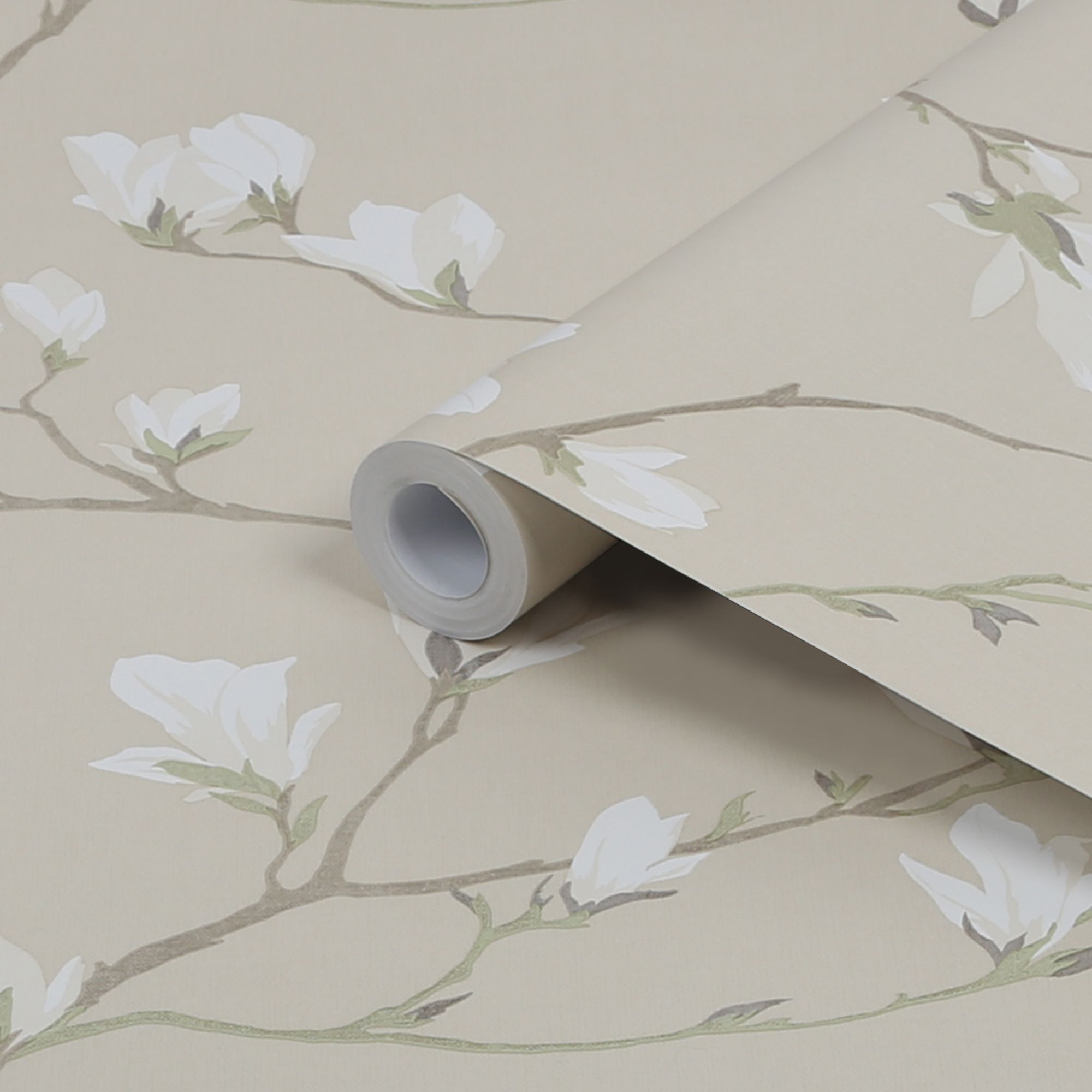 Laura Ashley Magnolia grove Neutral Floral Smooth Wallpaper | DIY at B&Q