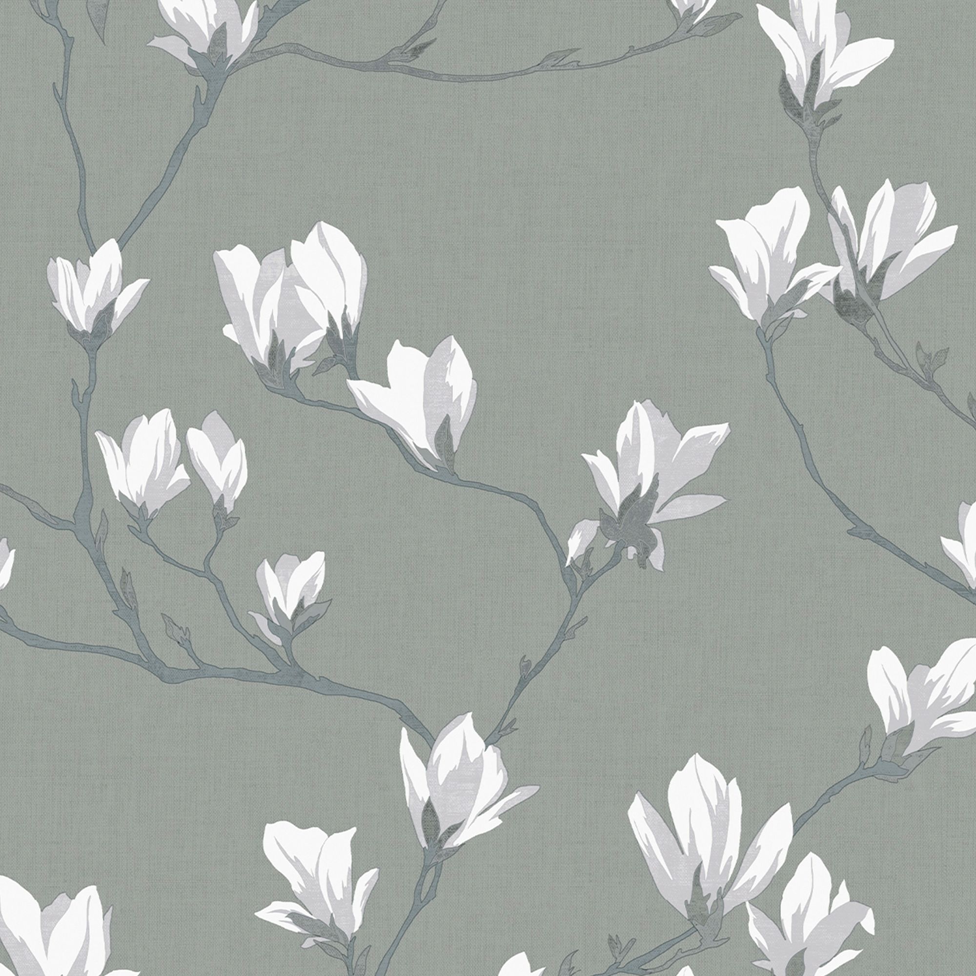 Laura Ashley Magnolia grove Slate Floral Smooth Wallpaper DIY at B&Q
