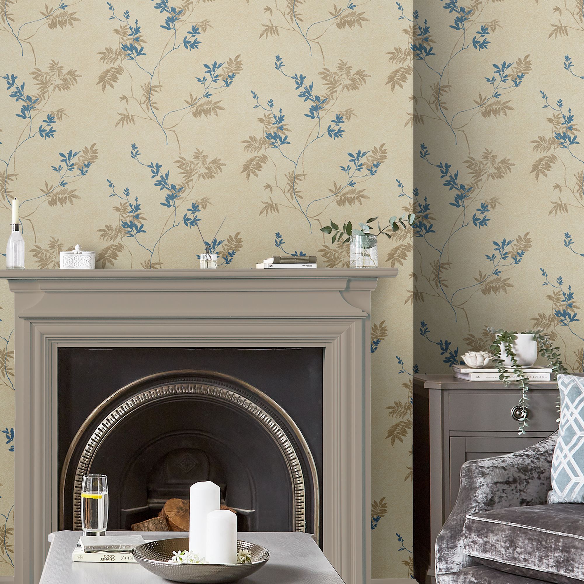Laura Ashley Mari Gold Floral Smooth Wallpaper
