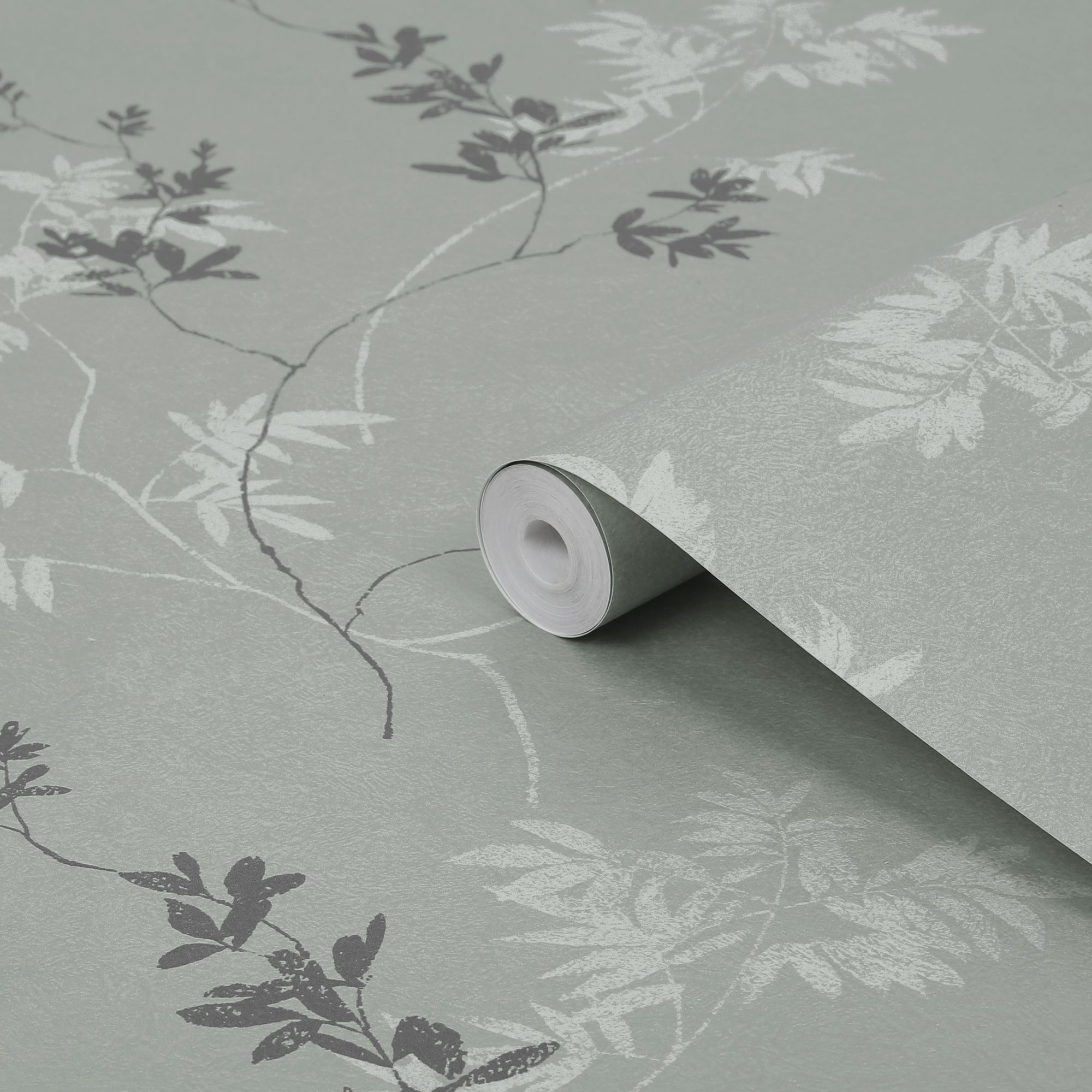 Laura Ashley Mari Green Floral Smooth Wallpaper DIY at B&Q