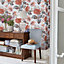 Laura Ashley Maryam Crimson Floral Smooth Wallpaper Sample