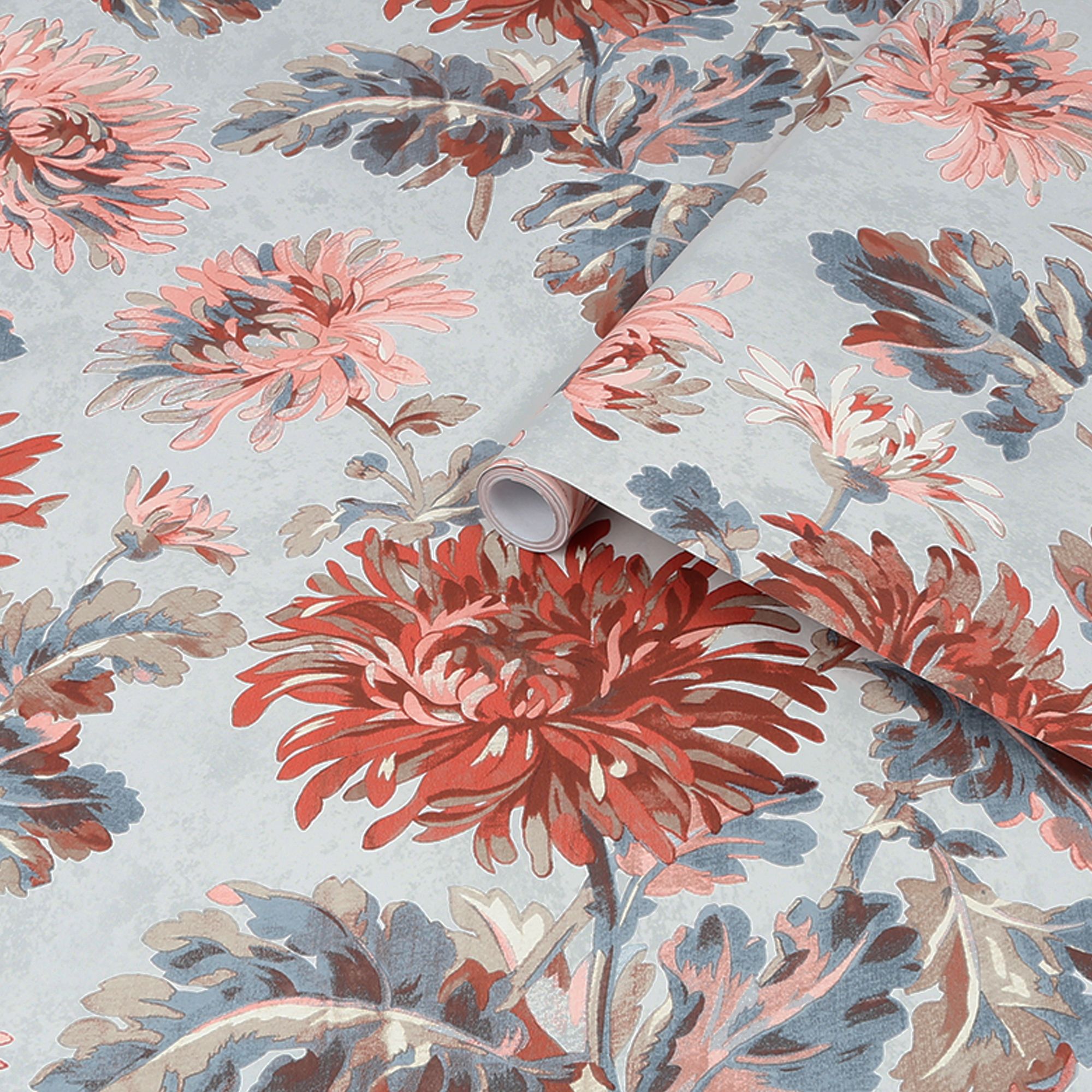 Laura Ashley Maryam Crimson Floral Smooth Wallpaper