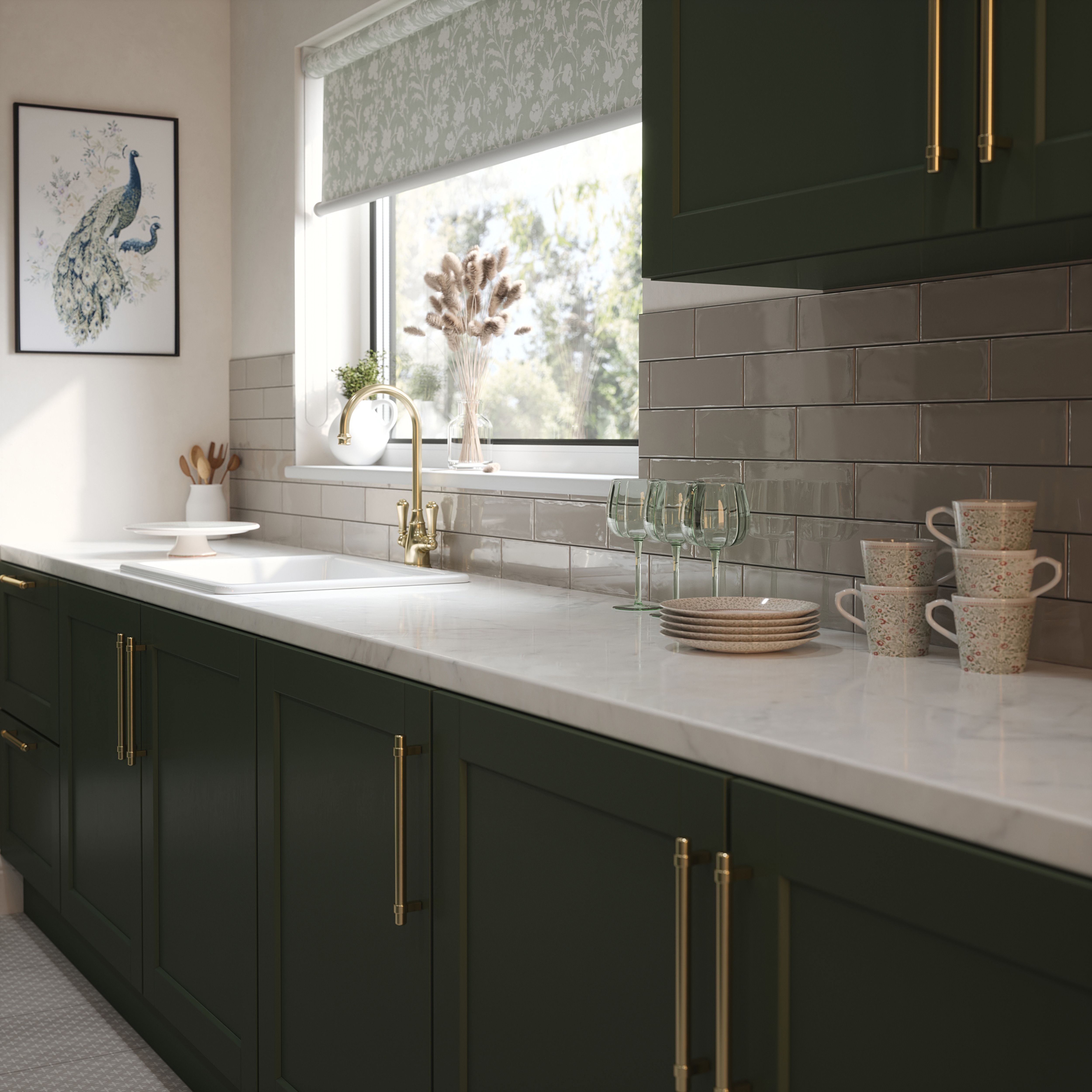 Laura Ashley Mason Dark Dove Grey Gloss Brick effect Textured Ceramic Indoor Wall Tile Sample