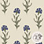 Laura Ashley Midnight Palace Dandelion Dusky Seaspray Blue Smooth Wallpaper