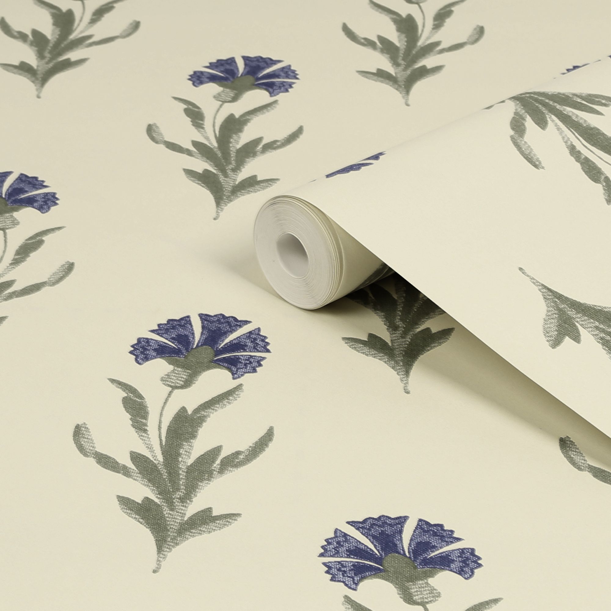 Laura Ashley Midnight Palace Dandelion Dusky Seaspray Blue Smooth Wallpaper