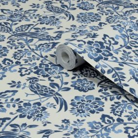 Laura Ashley Midnight Palace Dark Seaspray Blue Adain Palace Smooth Wallpaper