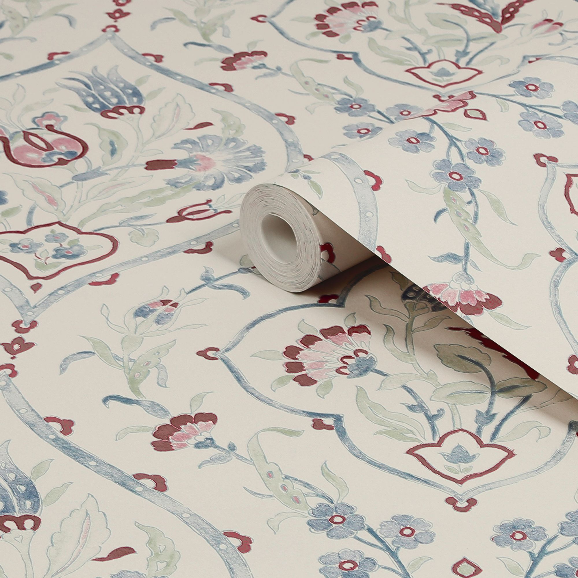 Laura Ashley Midnight Palace Foscot Damask Crimson Red Smooth Wallpaper