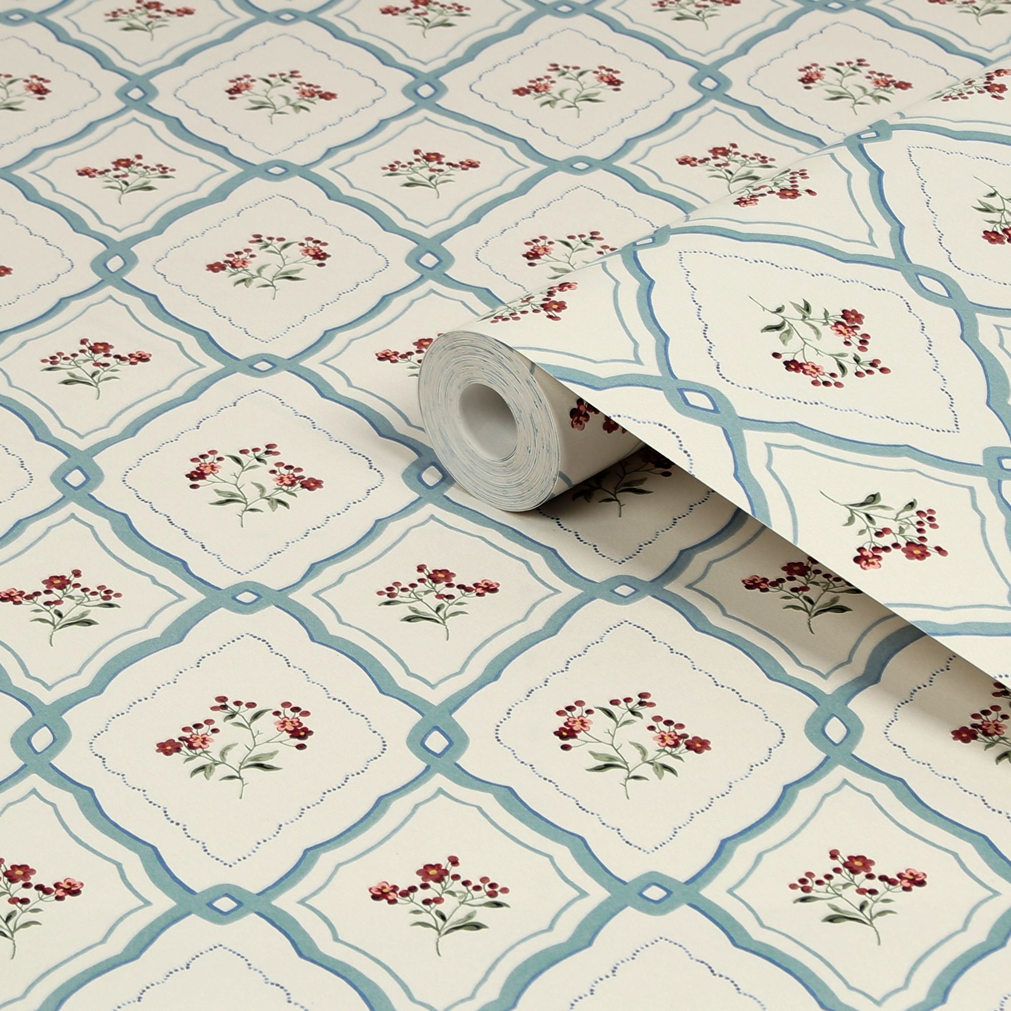 Laura Ashley Midnight Palace Pinford Trellis Pale Seaspray Blue Smooth