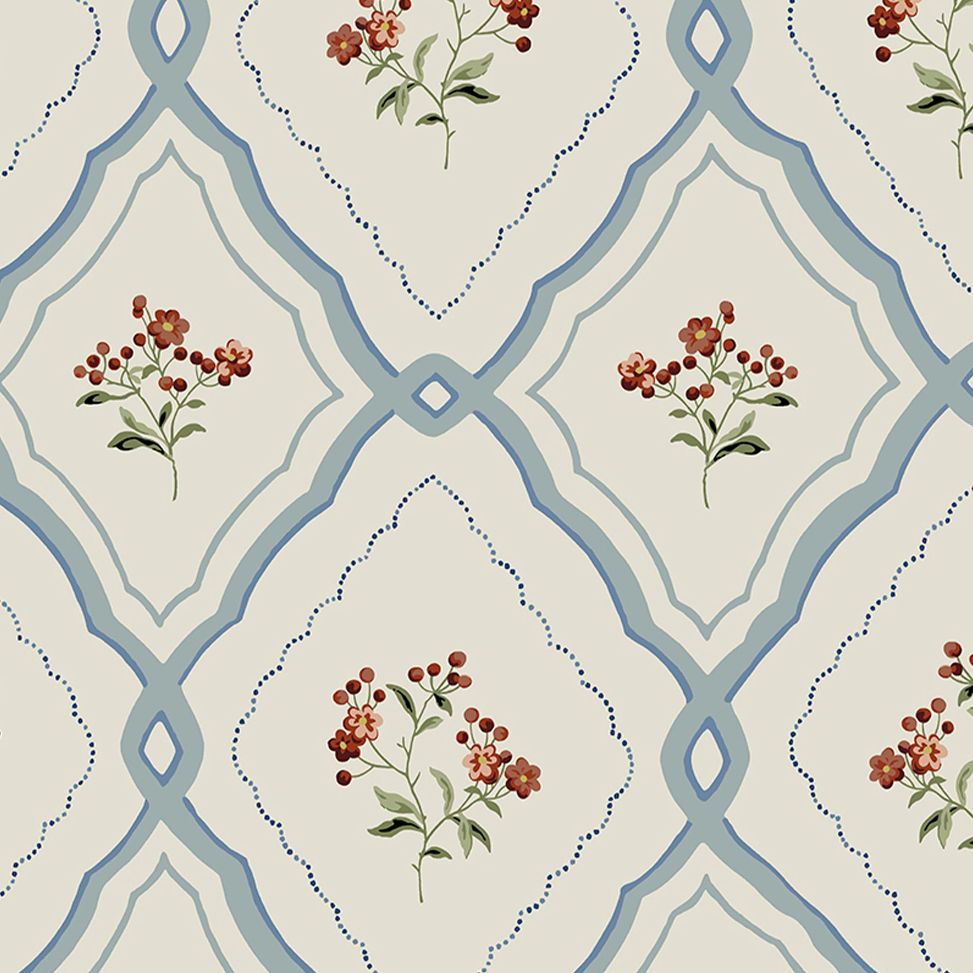 Laura Ashley Midnight Palace Pinford Trellis Pale Seaspray Blue Smooth