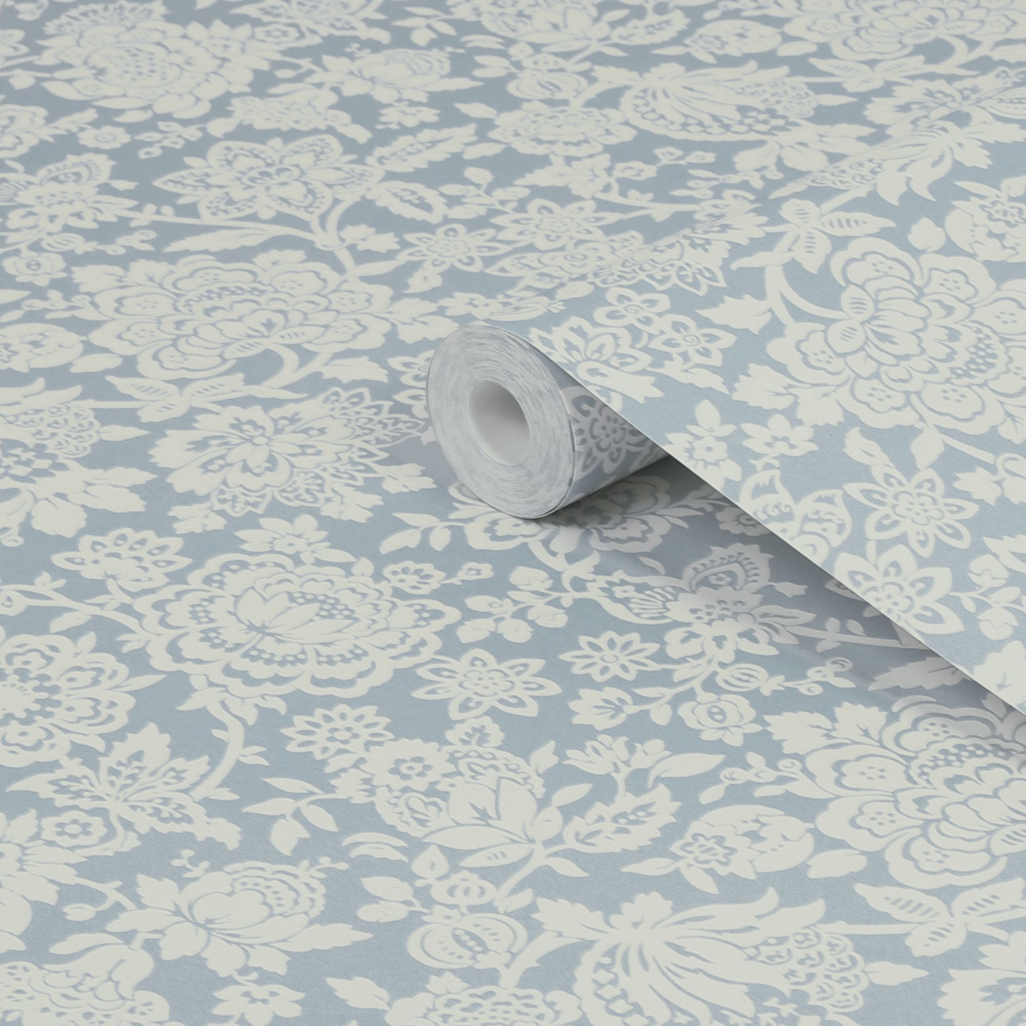 Laura Ashley Midnight Palace Trailing Laurissa Pale Seaspray Blue Smooth Wallpaper