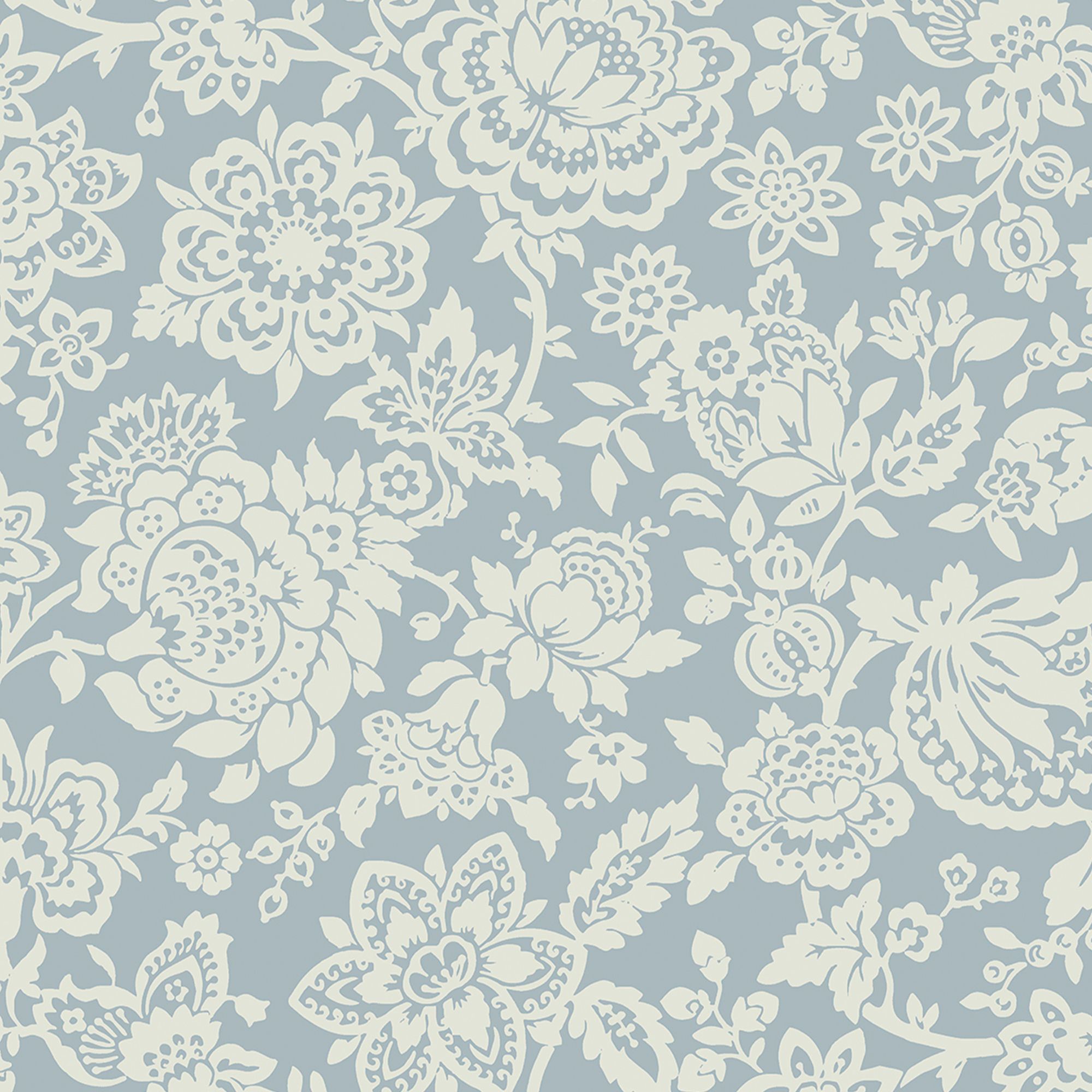 Laura Ashley Midnight Palace Trailing Laurissa Pale Seaspray Blue Smooth Wallpaper