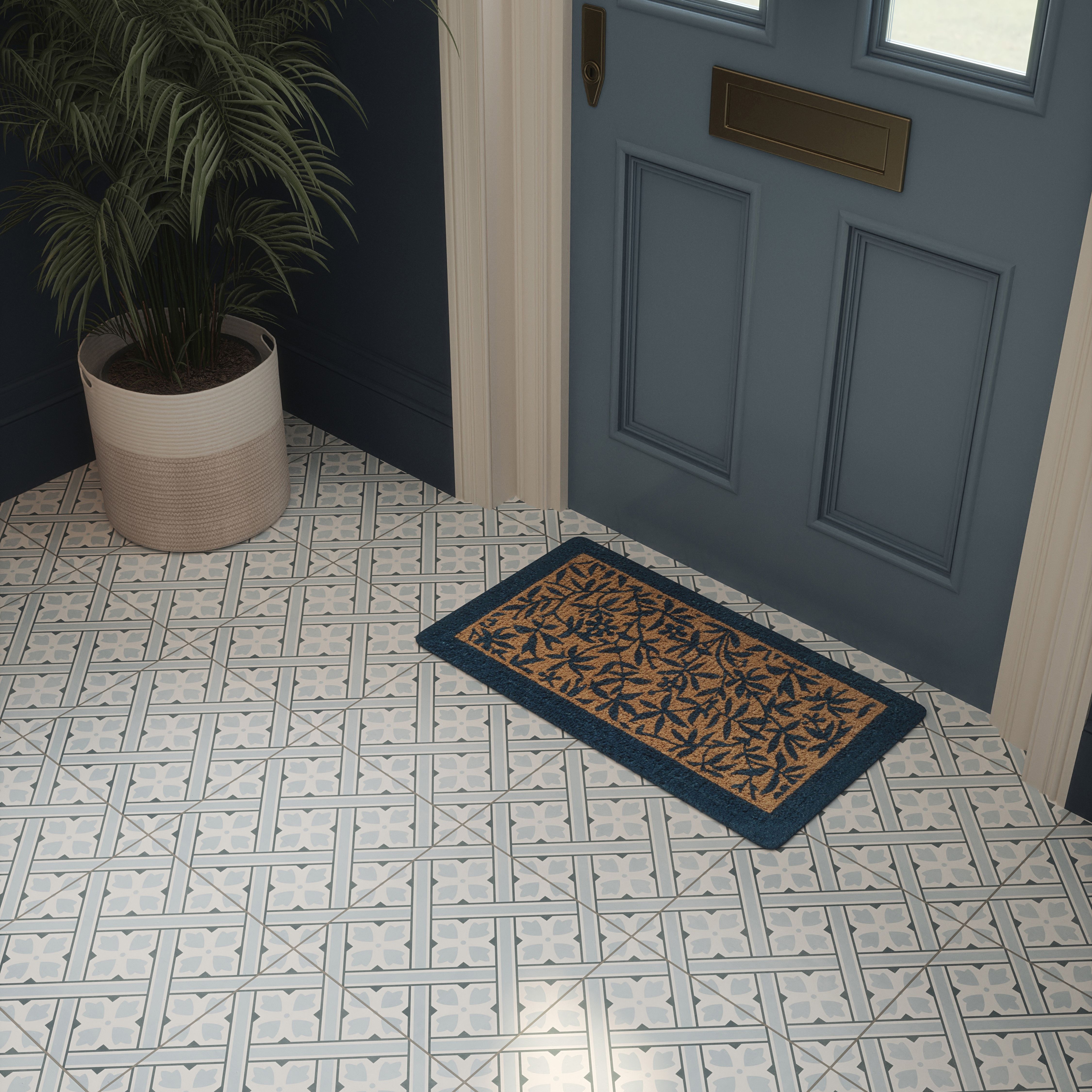 Laura Ashley Mr Jones Seaspray Blue Matt Patterned Cement tile effect Ceramic Indoor Wall & floor tile, (L)300mm (W)300mm, 0.99m²