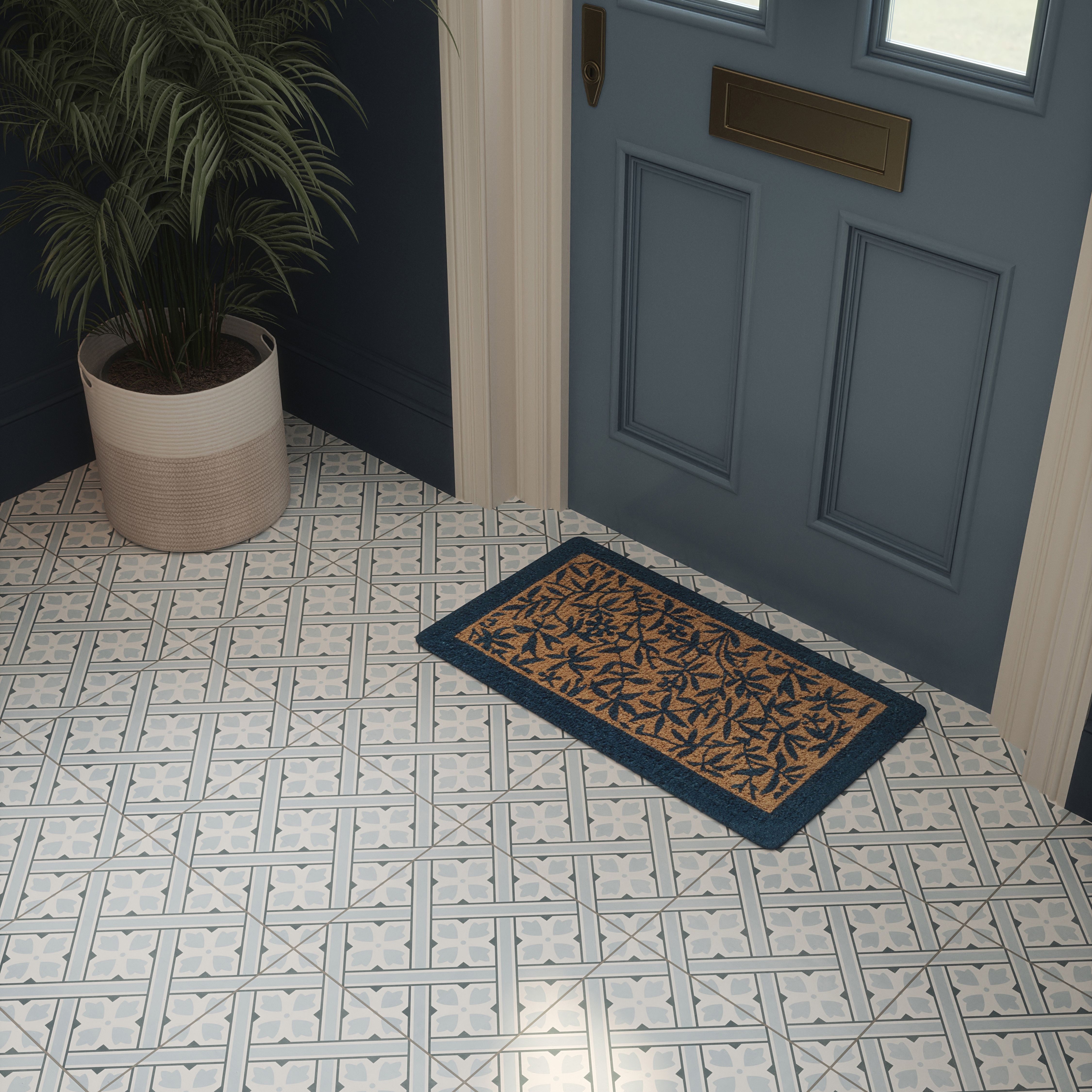 Laura Ashley Mr Jones Seaspray Blue Matt Patterned Cement tile effect Ceramic Indoor Wall & floor tile, Pack of 11, (L)300mm (W)300mm