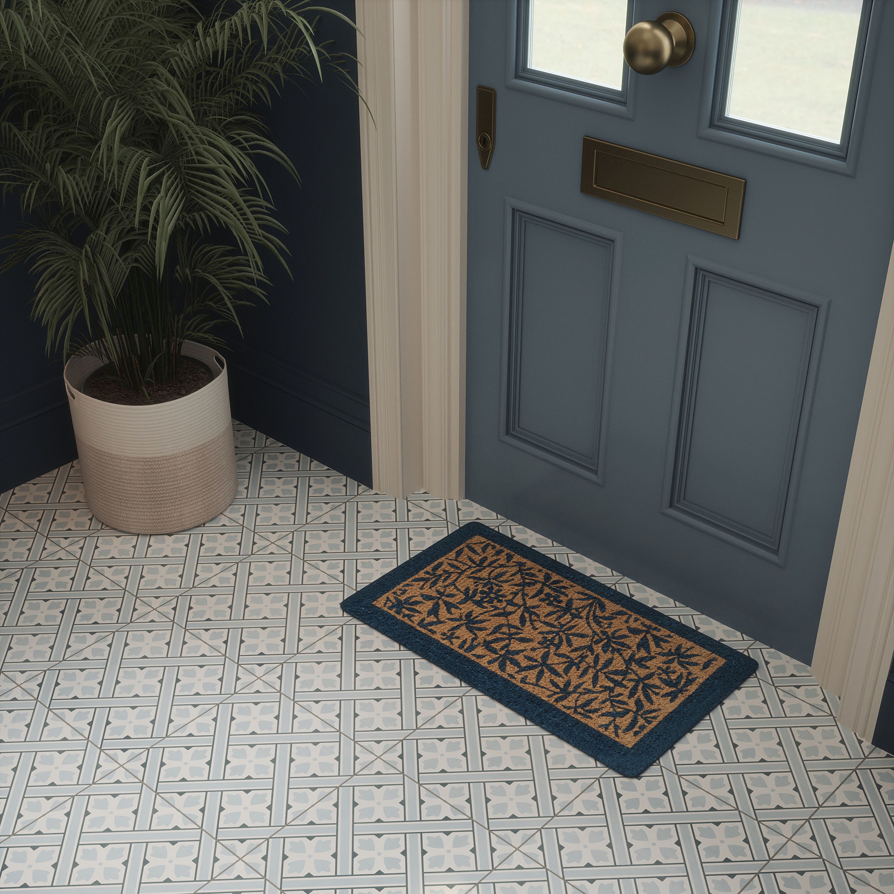 Laura Ashley Mr Jones Seaspray Blue Matt Patterned Ceramic Indoor Wall & floor Tile Sample