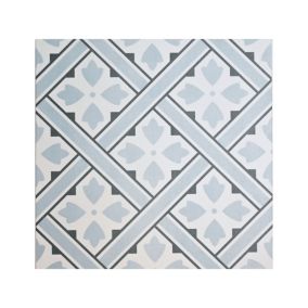 Laura Ashley Mr Jones Seaspray Blue Matt Patterned Ceramic Wall & floor Tile Sample