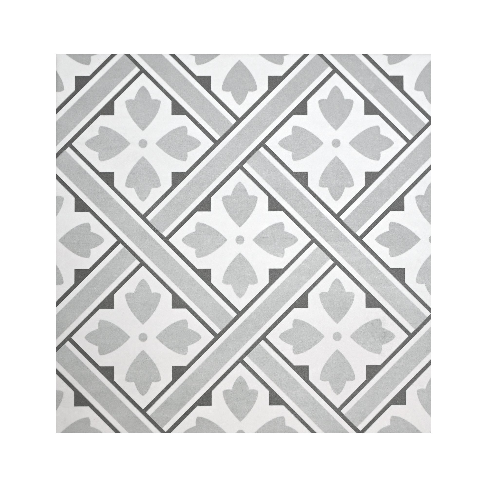 Laura Ashley Mr Jones Steel Grey Matt Patterned Cement tile effect Ceramic Wall & floor tile, Pack of 11, (L)300mm (W)300mm