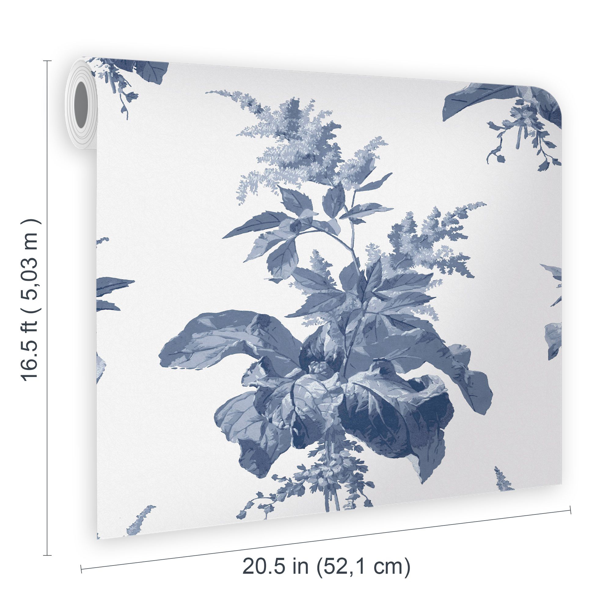Laura Ashley Narberth Blue Leaves Smooth Wallpaper