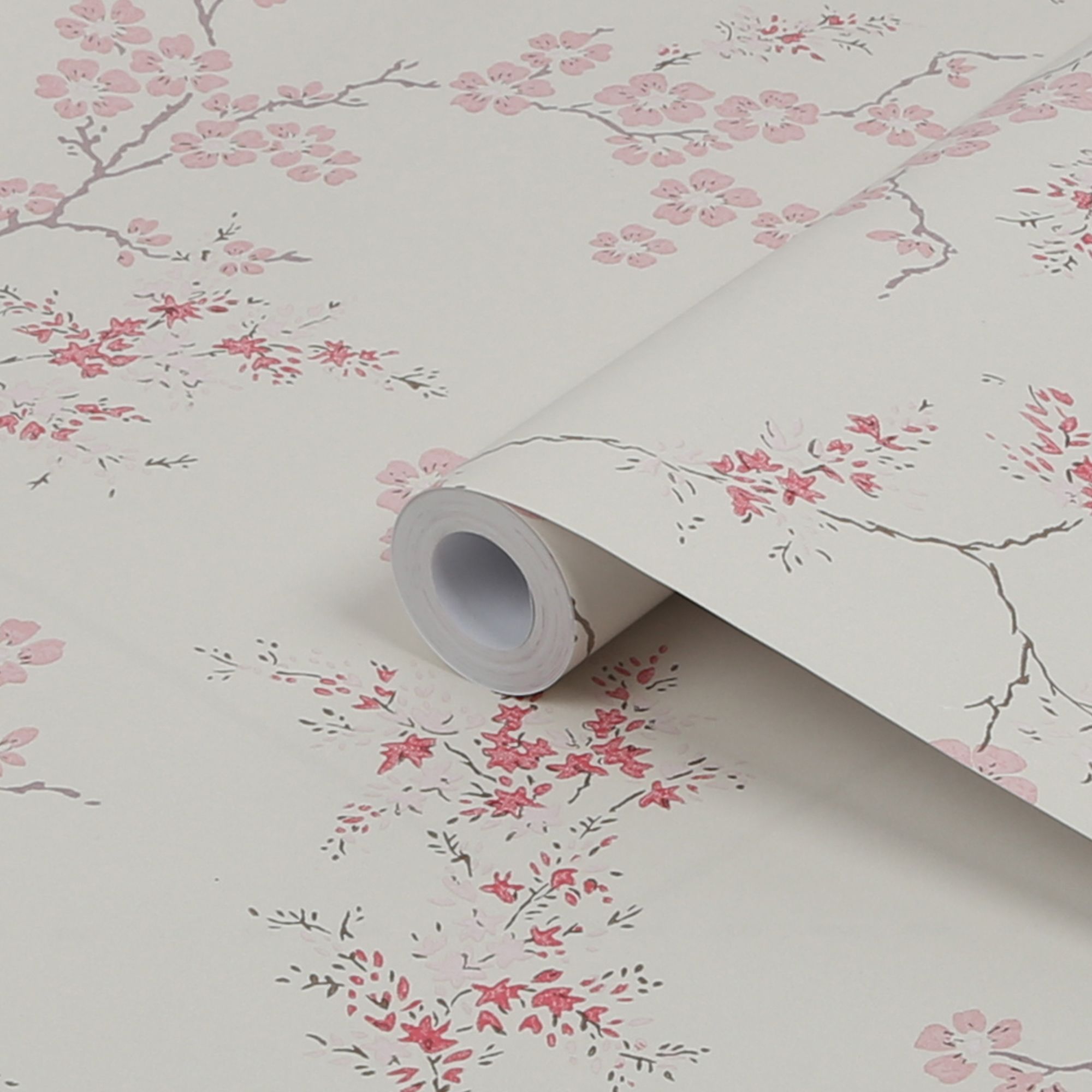 Laura Ashley Oriental Blush Blossom Smooth Wallpaper Sample