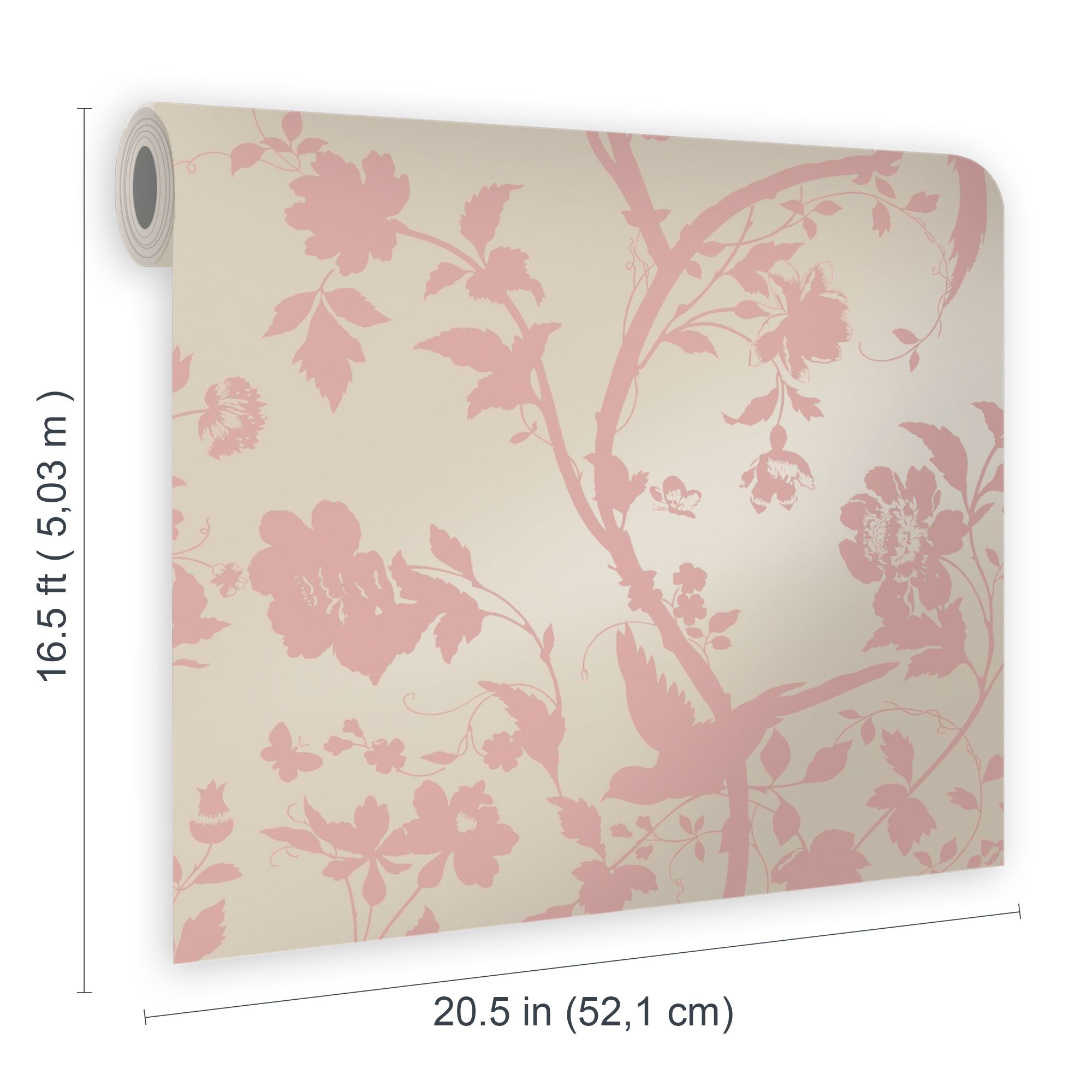 Oriental Garden Pearlescent Chalk Pink Wallpaper