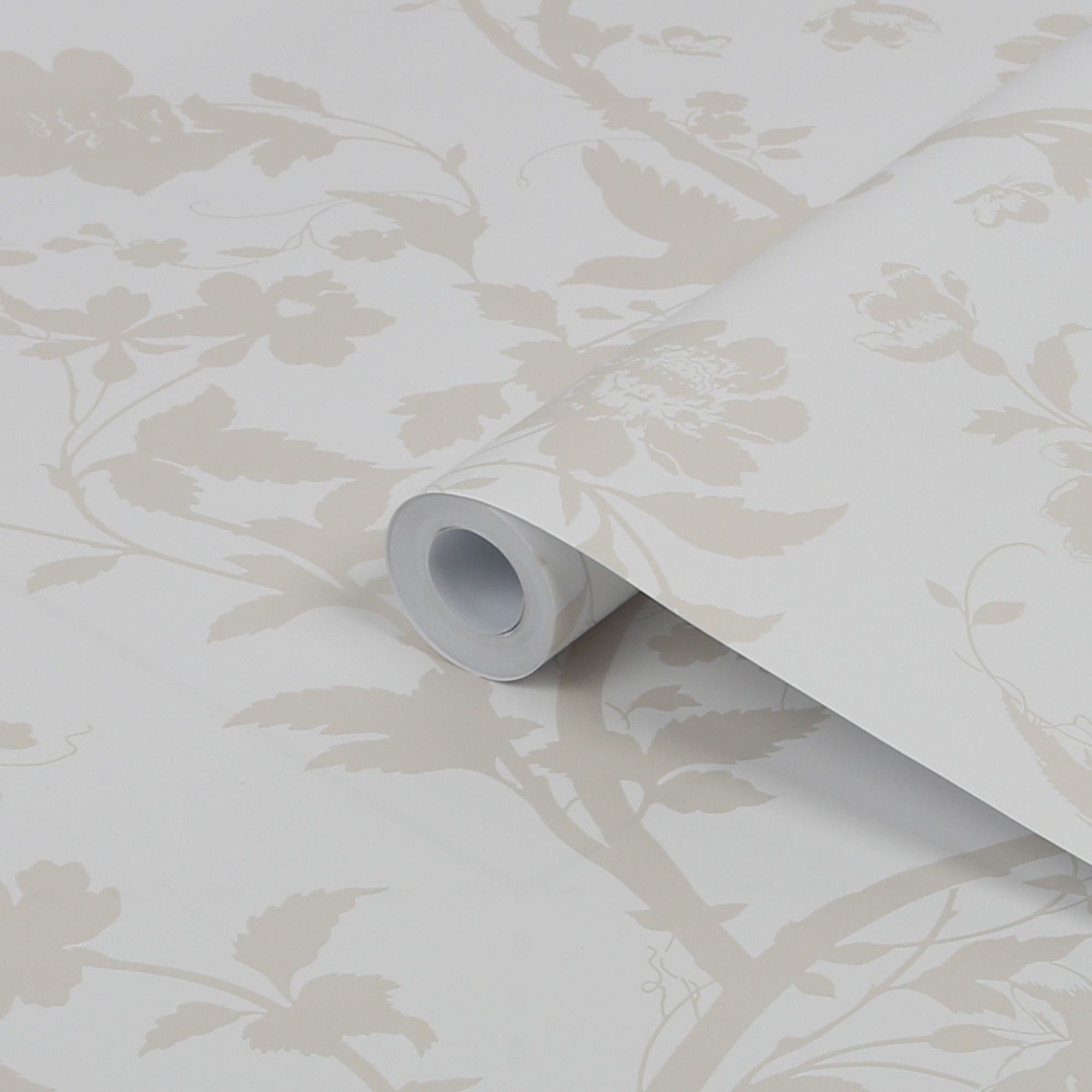 Laura Ashley Oriental Pearlescent white Garden Smooth Wallpaper Sample