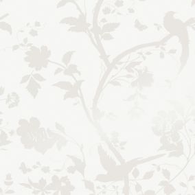 Laura Ashley Oriental Pearlescent white Garden Smooth Wallpaper