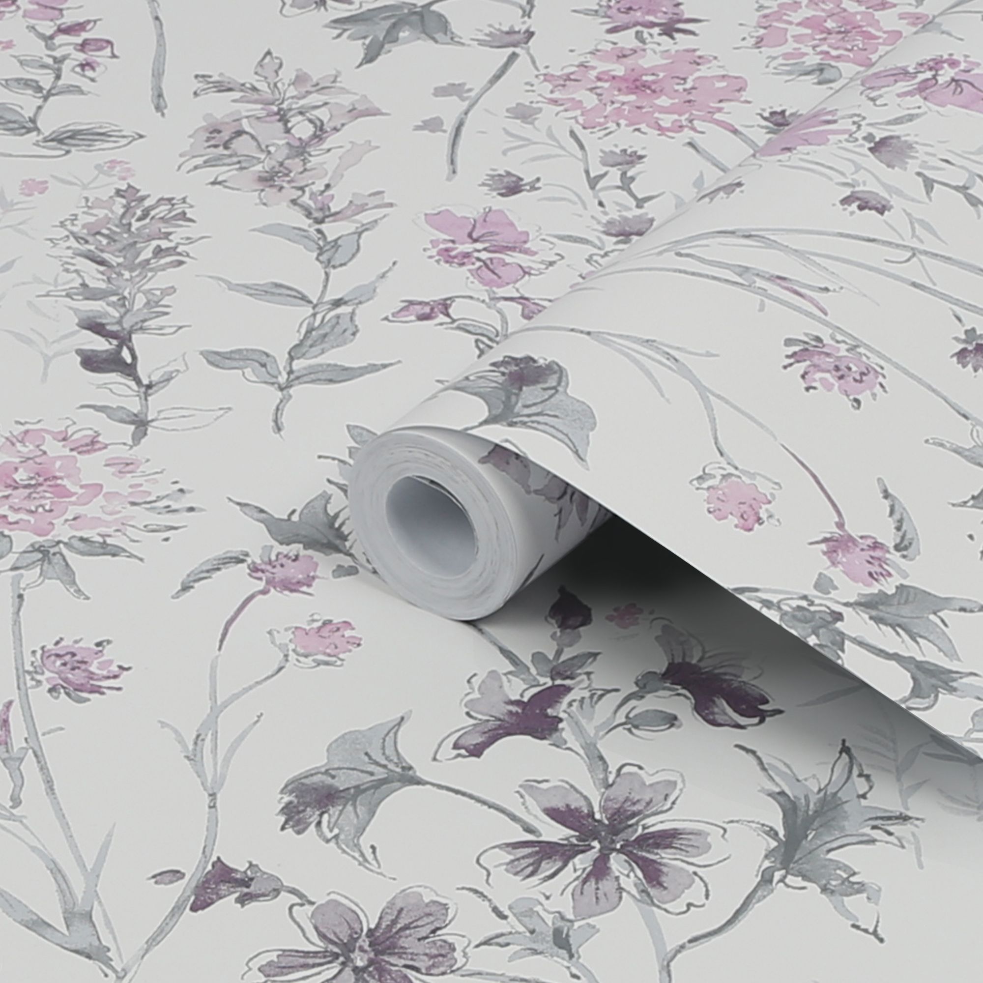 Laura Ashley Pale iris Wild meadow Smooth Wallpaper Sample