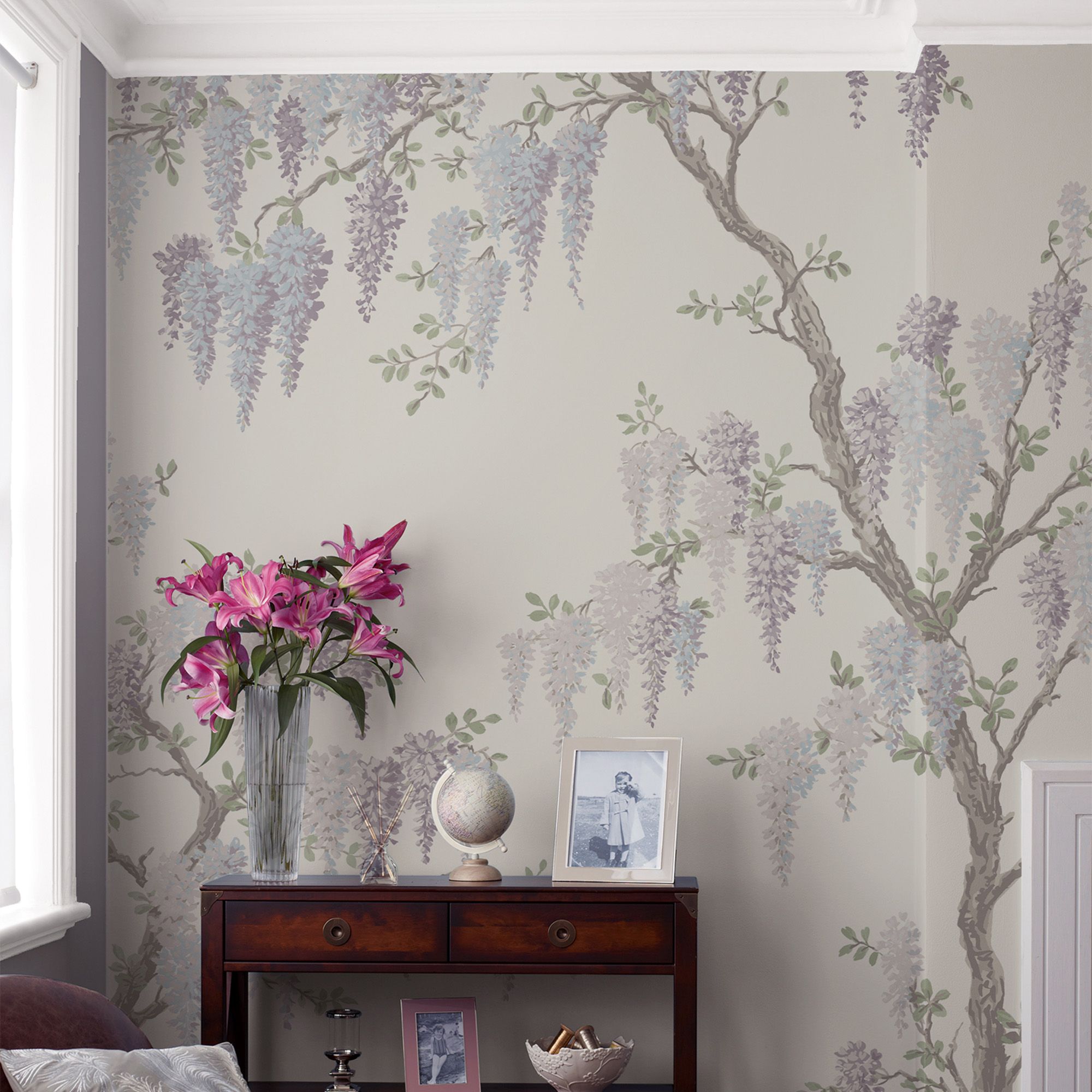 Laura Ashley Pale iris Wisteria garden Matt Mural