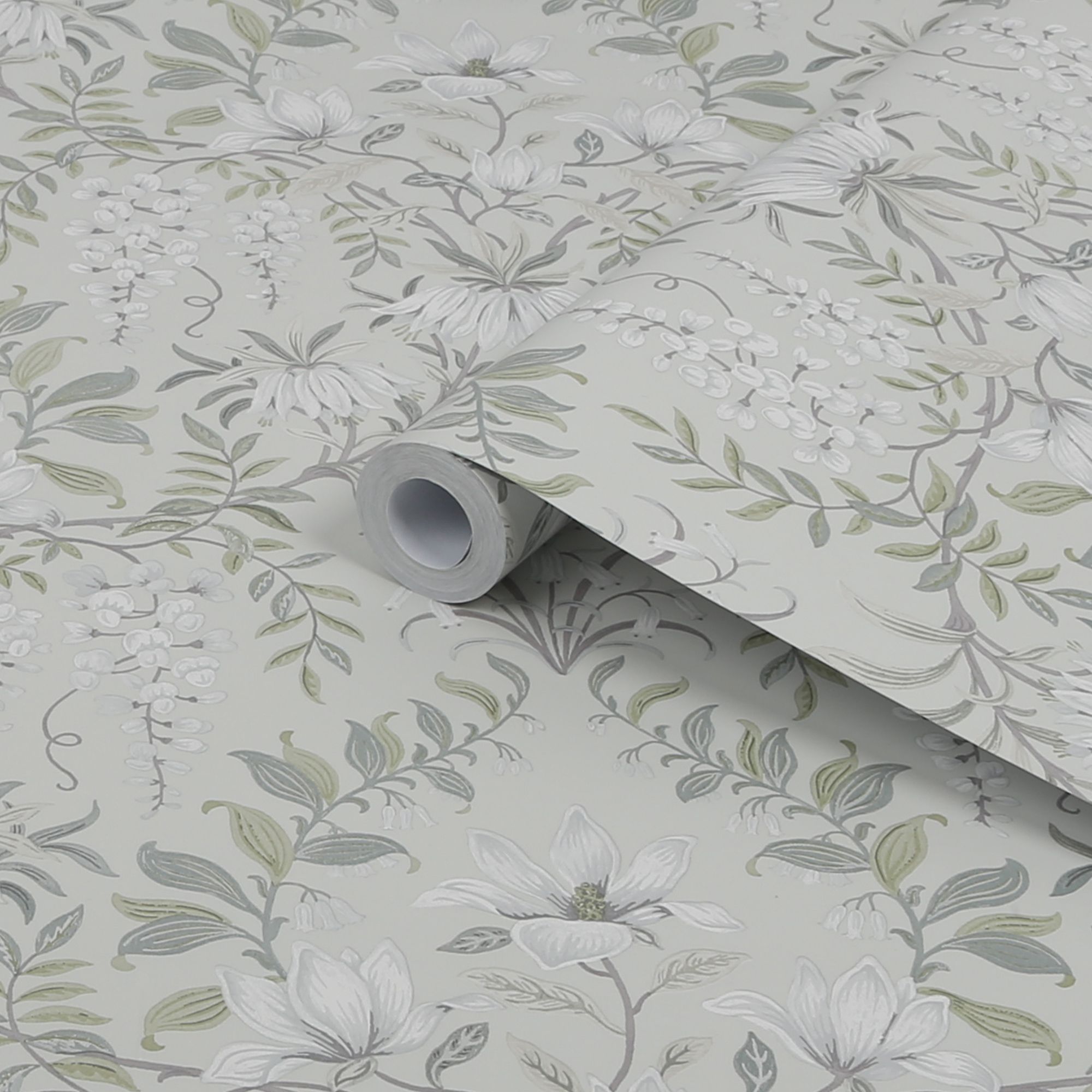 Laura Ashley Parterre Sage Damask Smooth Wallpaper Sample | DIY at B&Q